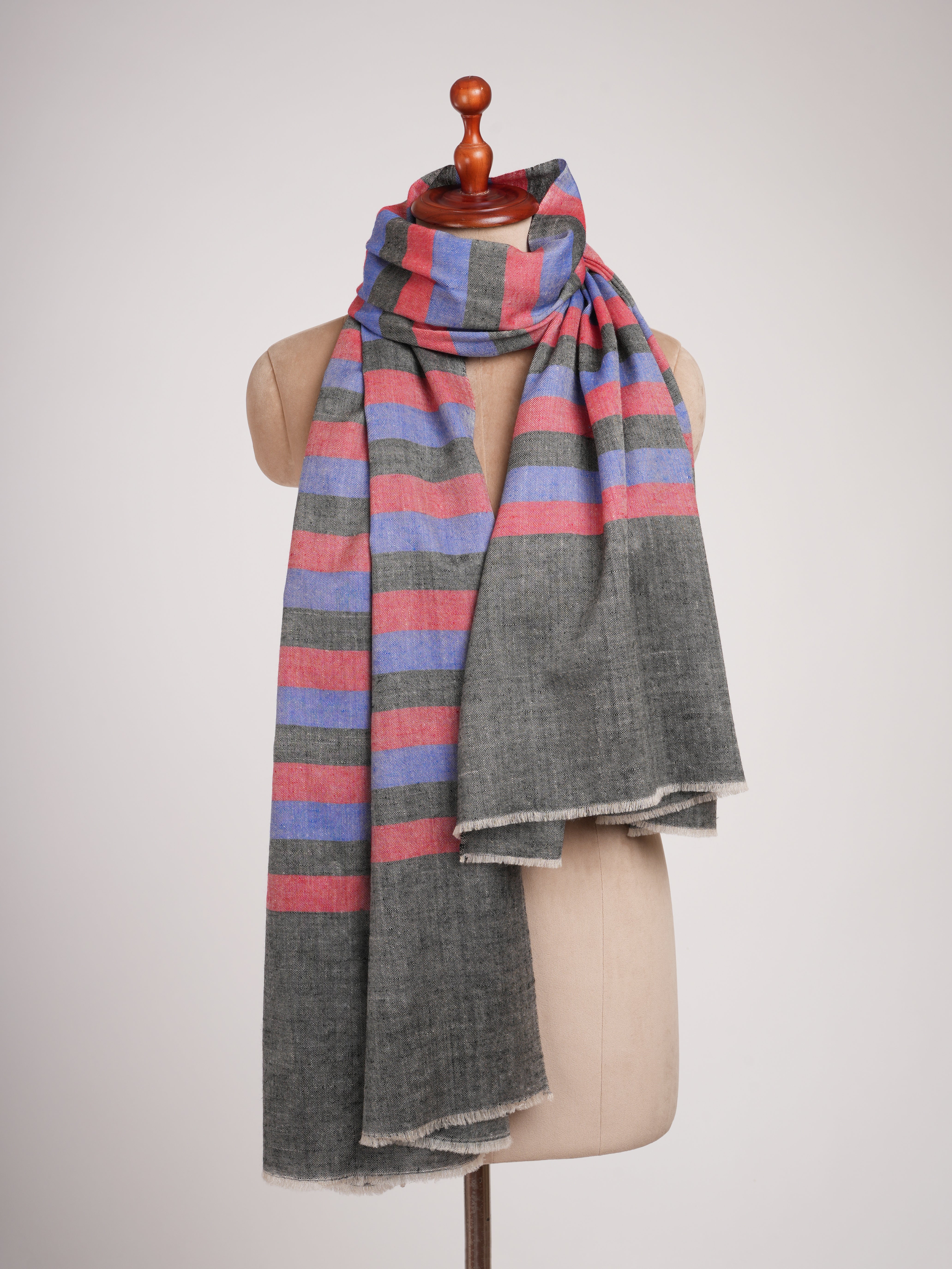 Stripe Contemporary Handwoven Kashmiri Pashmina Shawl