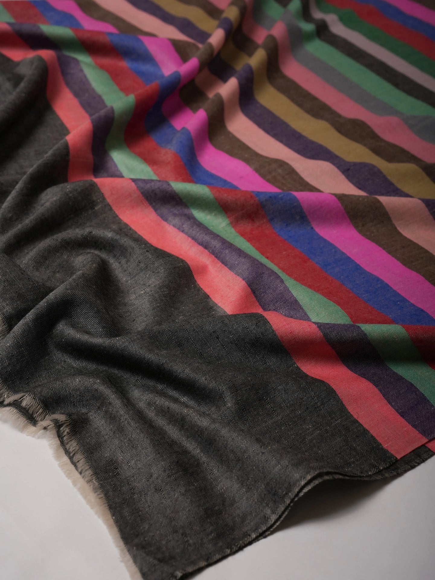 Authentic Handloomed Striped Pashmina Shawl Shahkaar