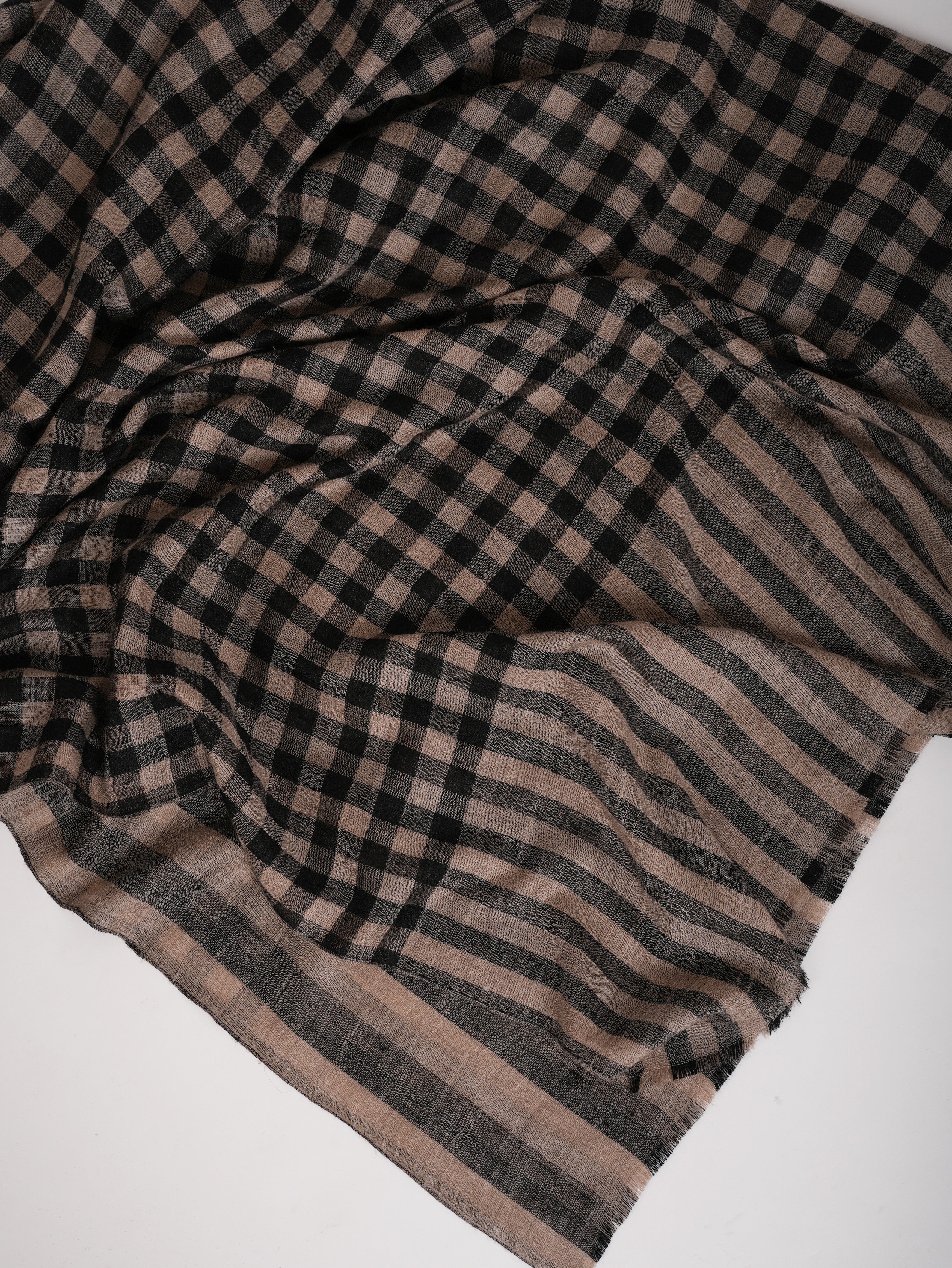 Black and Beige Dorukha Handwoven Pashmina Shawl