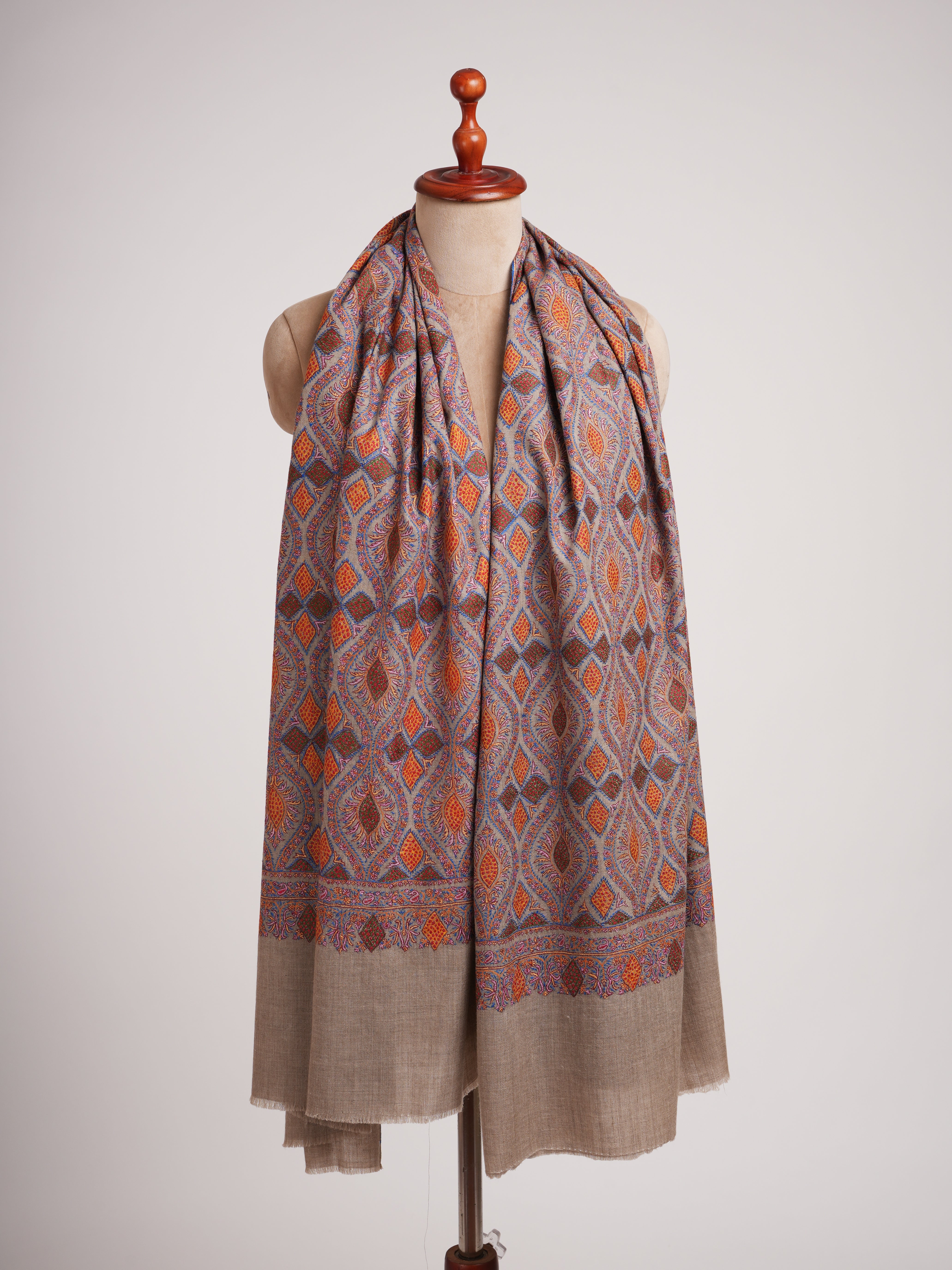 Natural Taupe Timeless Jamavar Pashmina Shawl