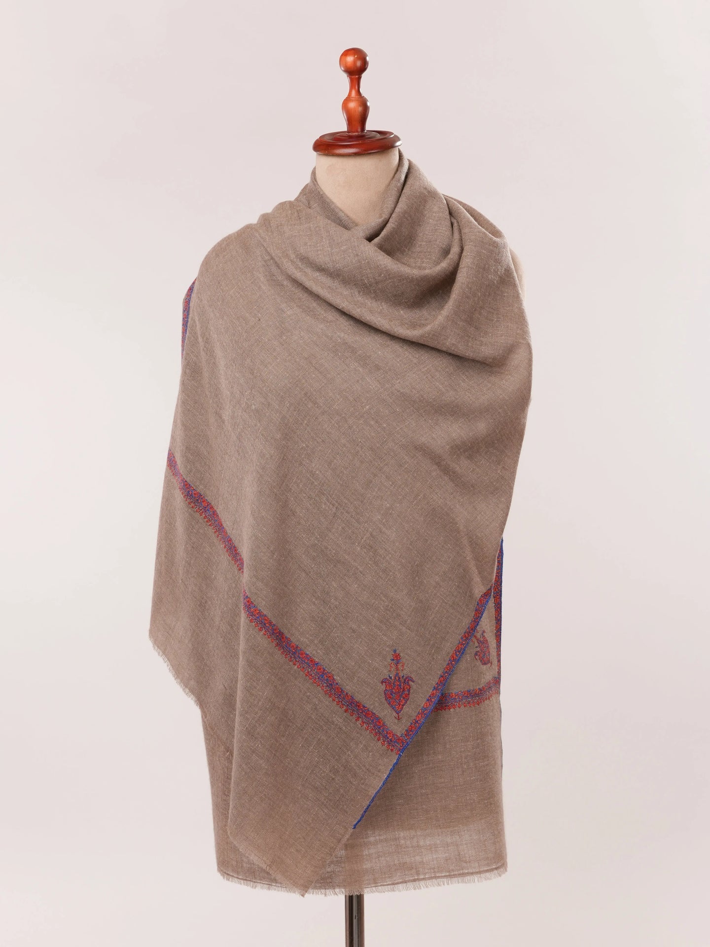 Featherlight Hand Embroidered Indian Cashmere Scarf Shahkaar.com