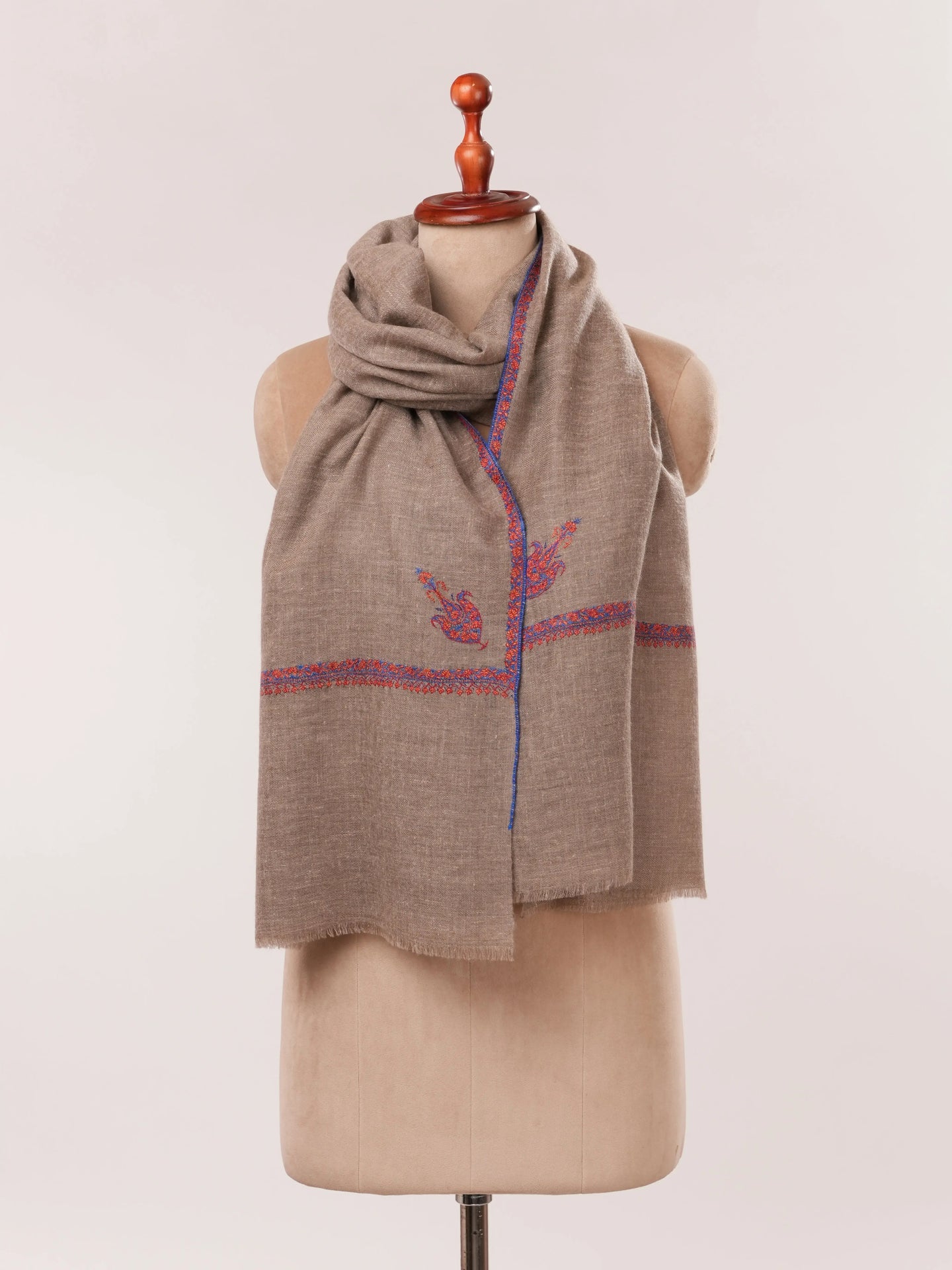 Featherlight Hand Embroidered Indian Cashmere Scarf Shahkaar.com