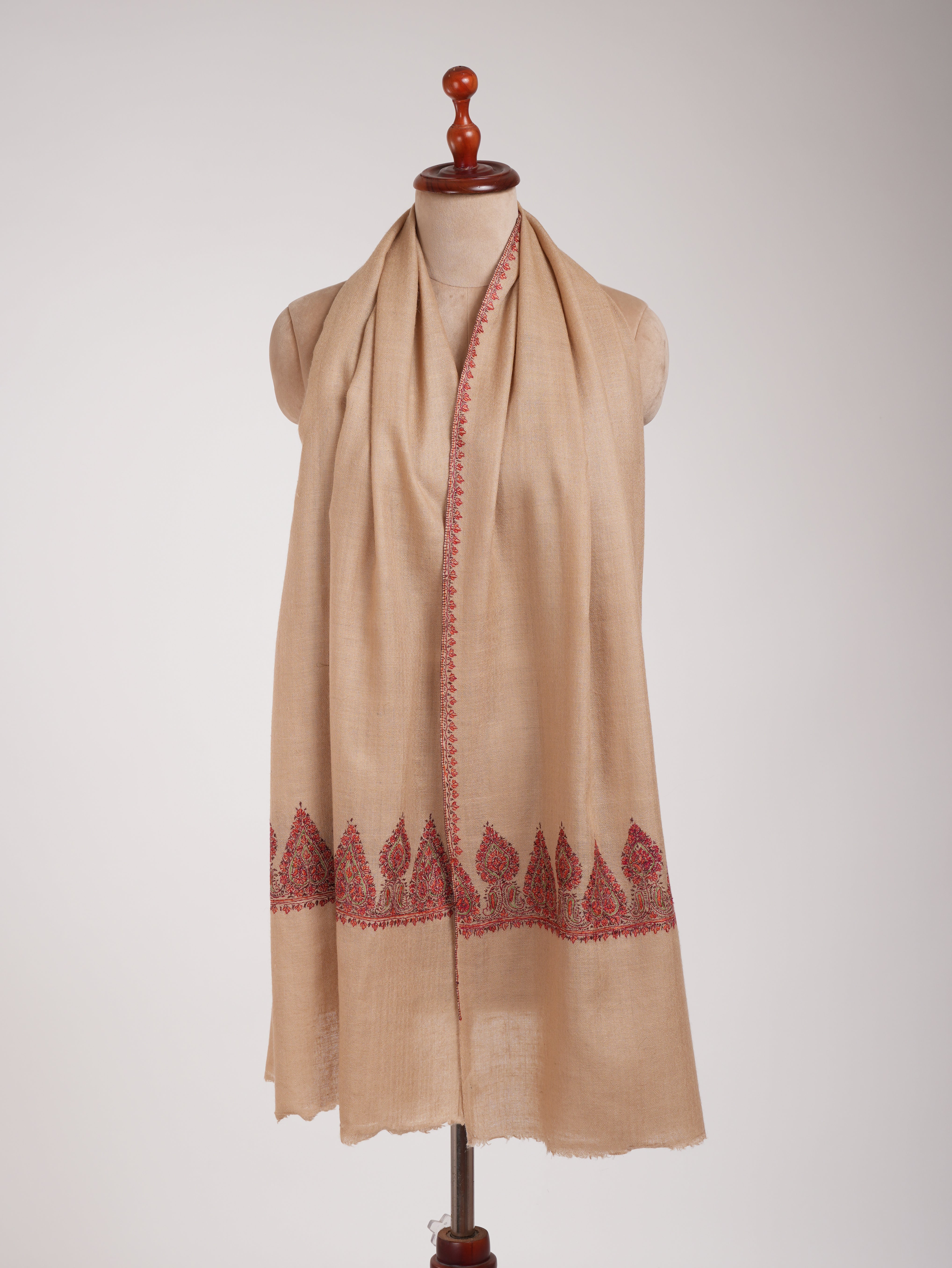 Autumn Blonde Palla Embroidered Indian Cashmere Wrap