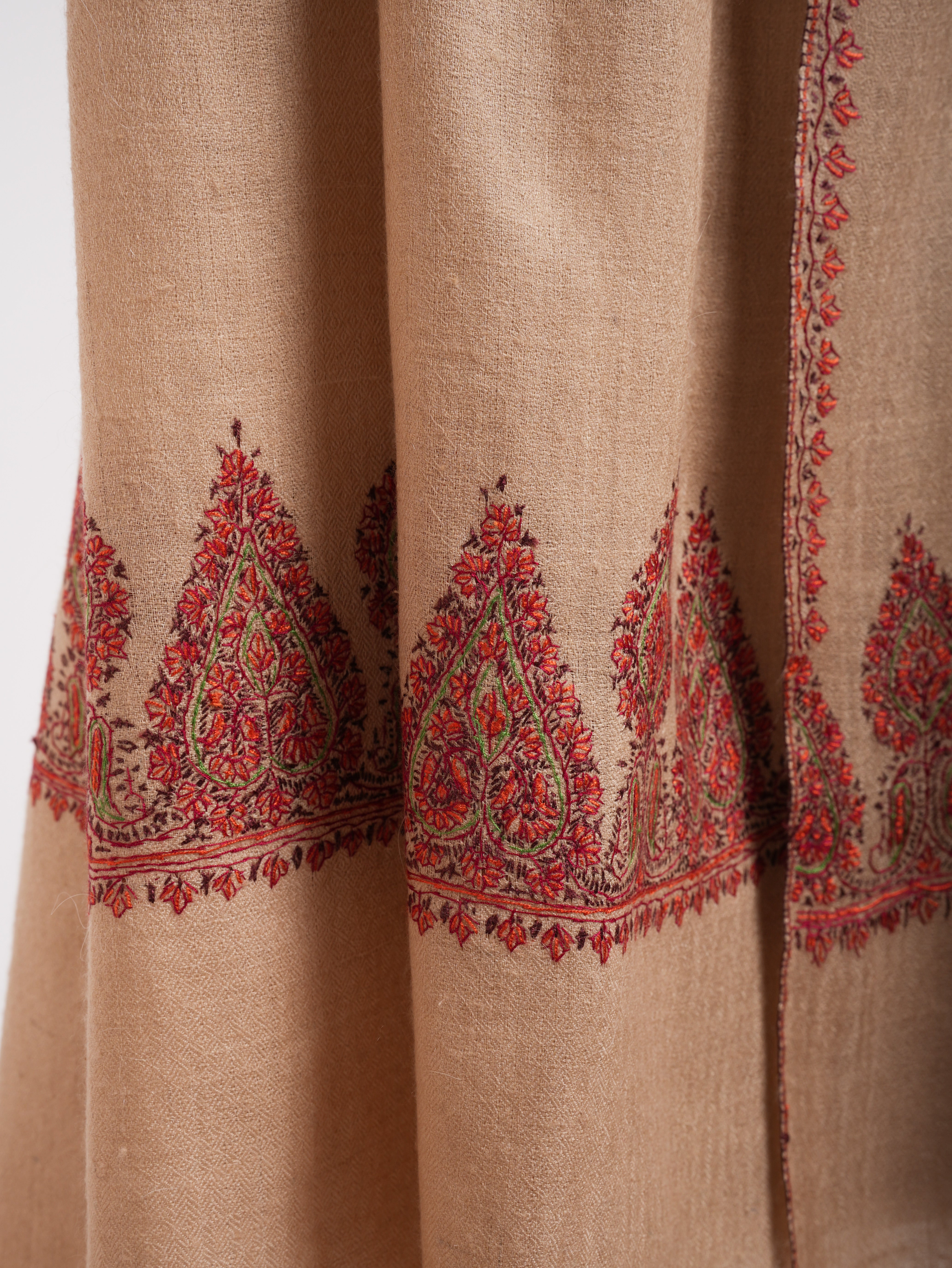 Autumn Blonde Palla Embroidered Indian Cashmere Wrap