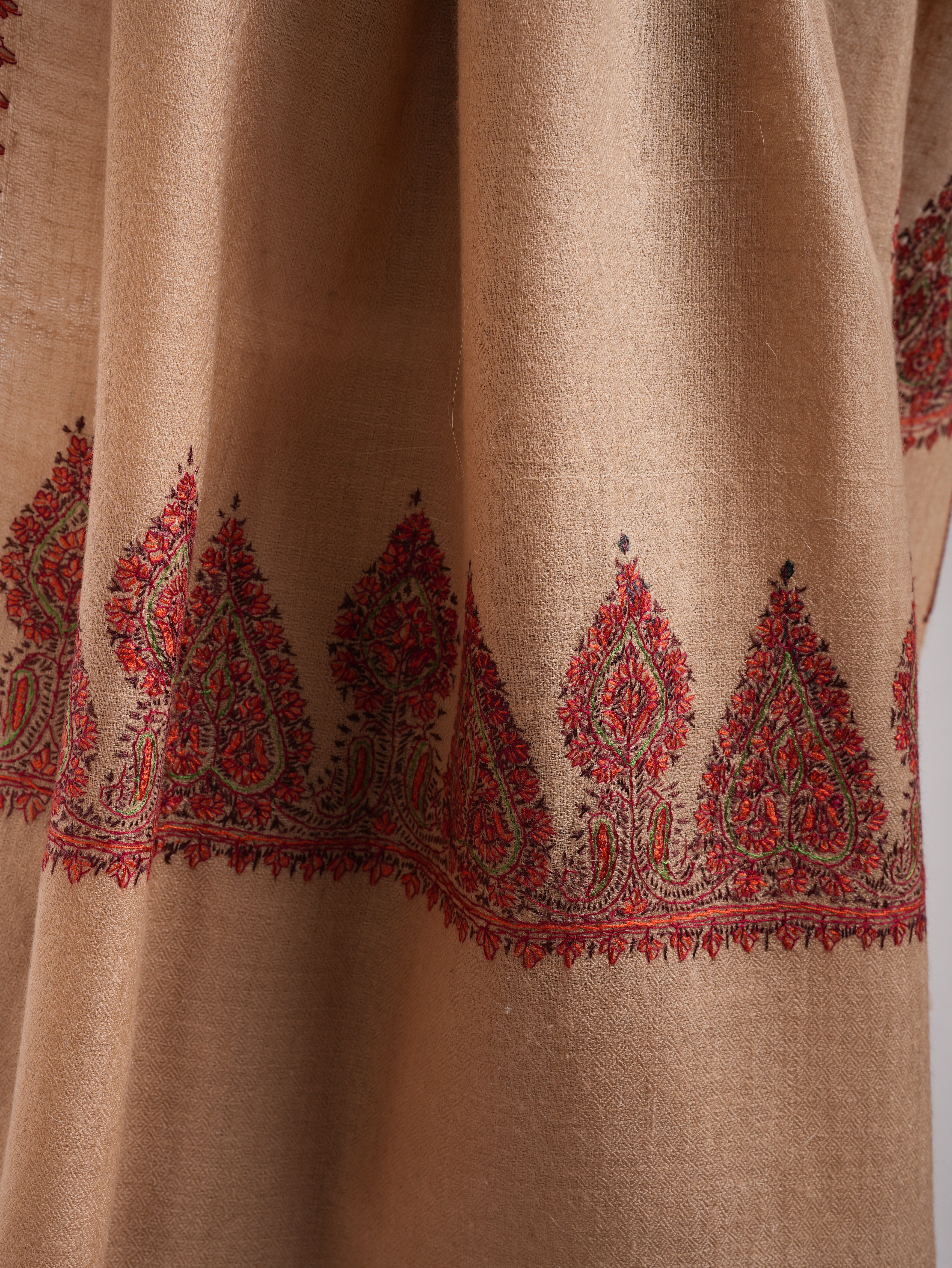 Autumn Blonde Palla Embroidered Indian Cashmere Wrap