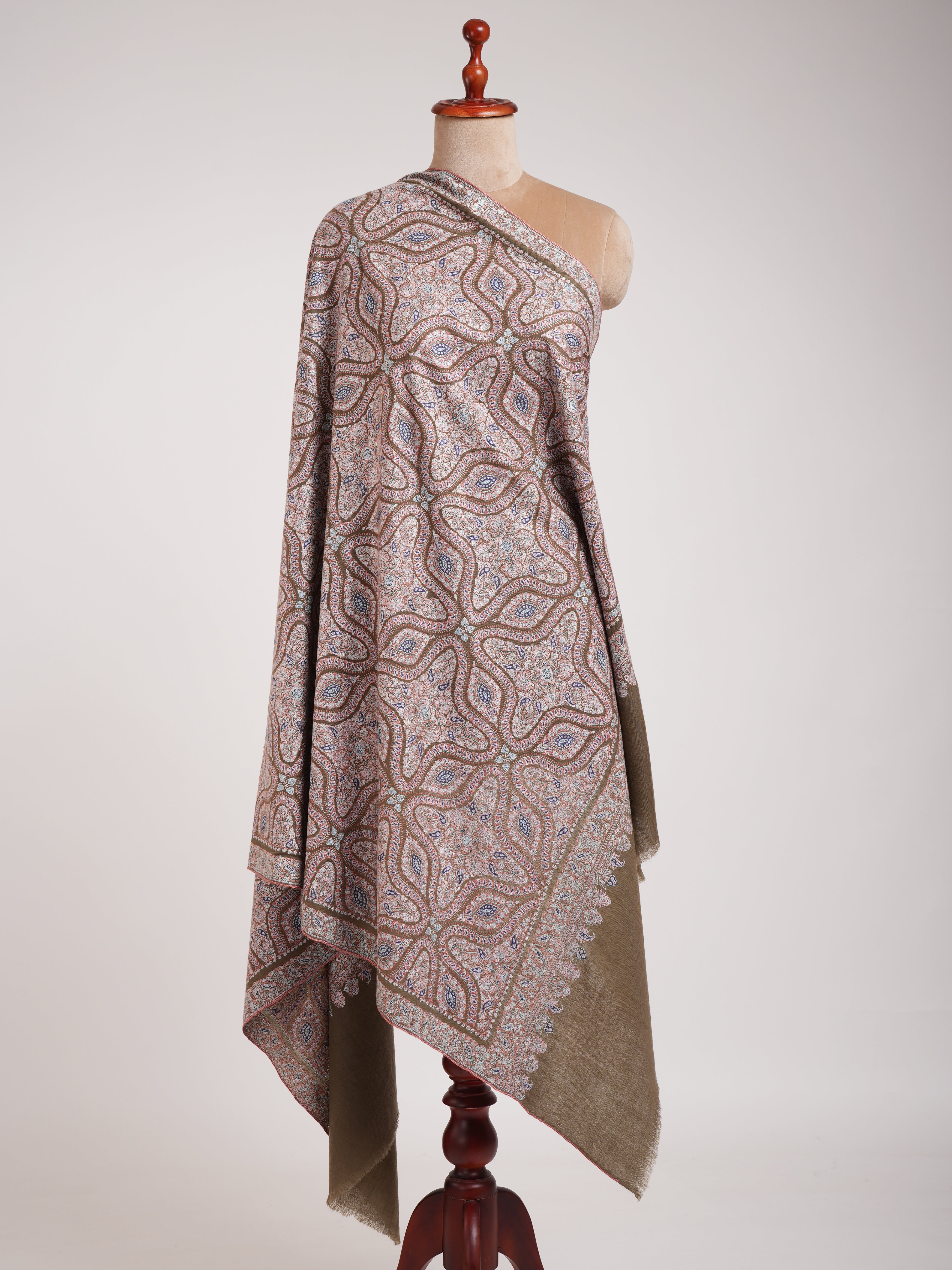 Toosh Color Fine Sozni Kashmiri Jamavar Shawl