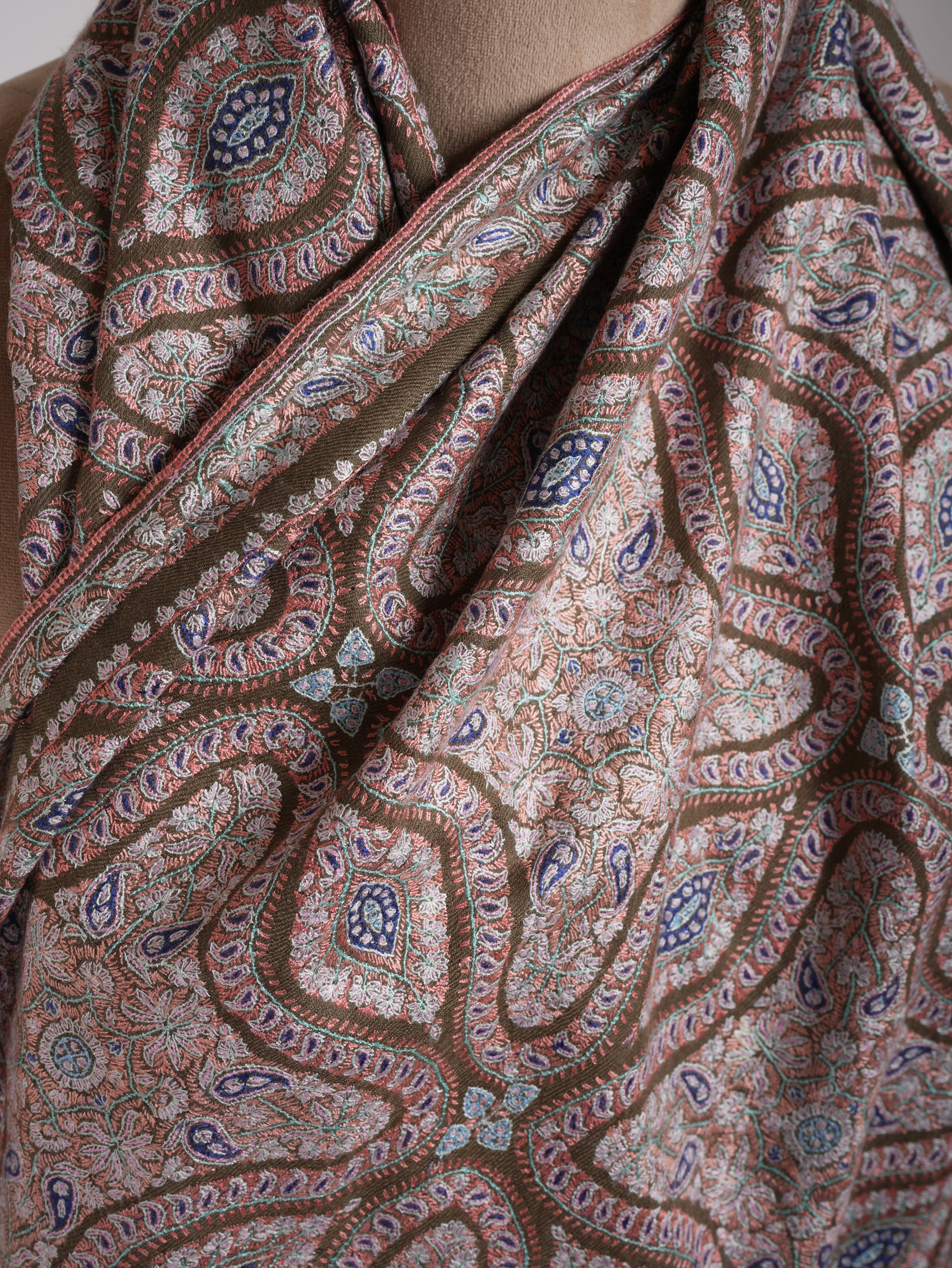 Toosh Color Fine Sozni Kashmiri Jamavar Shawl