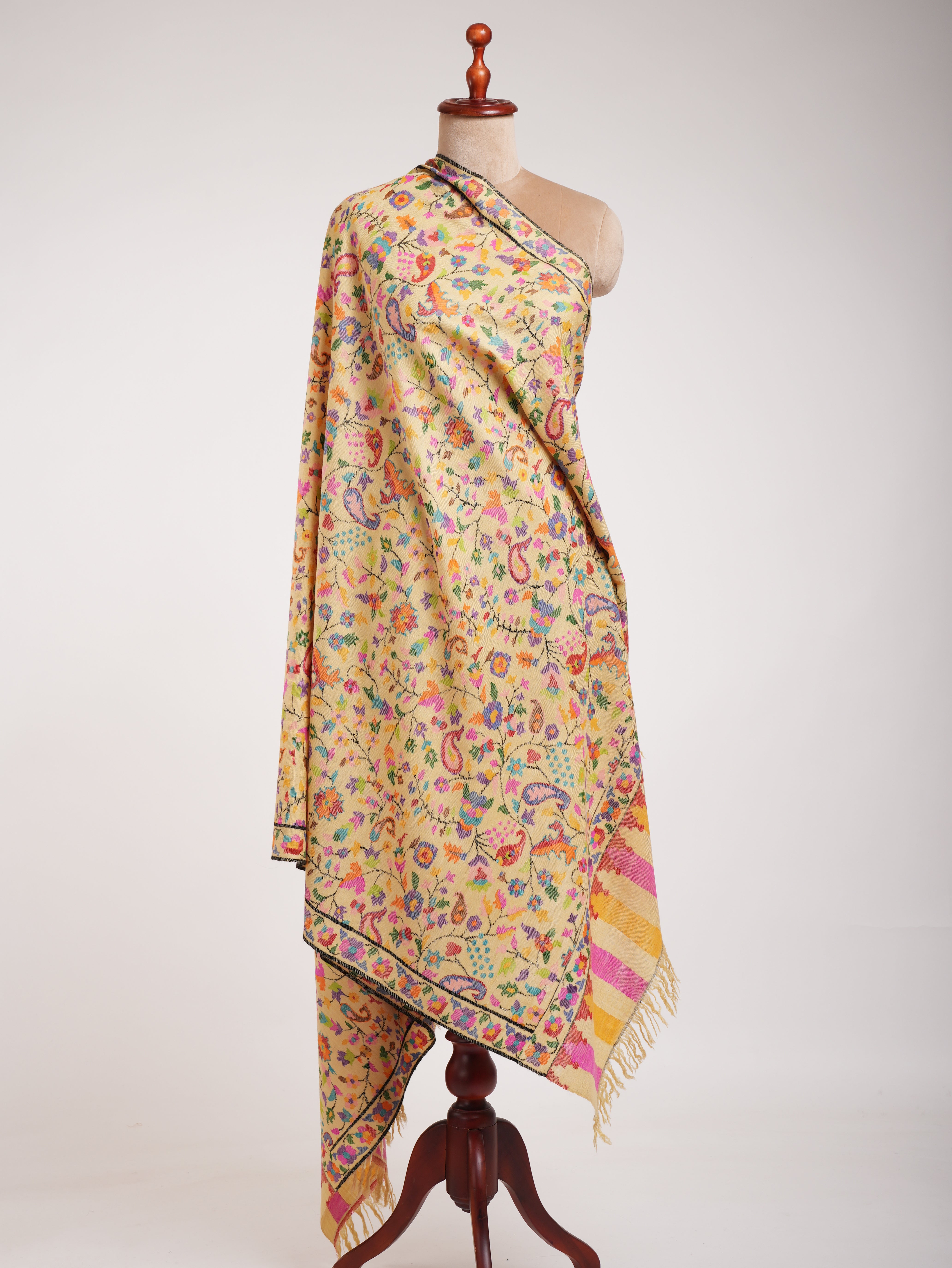 Yellow Handwoven Kashmiri Kani Pashmina Shawl