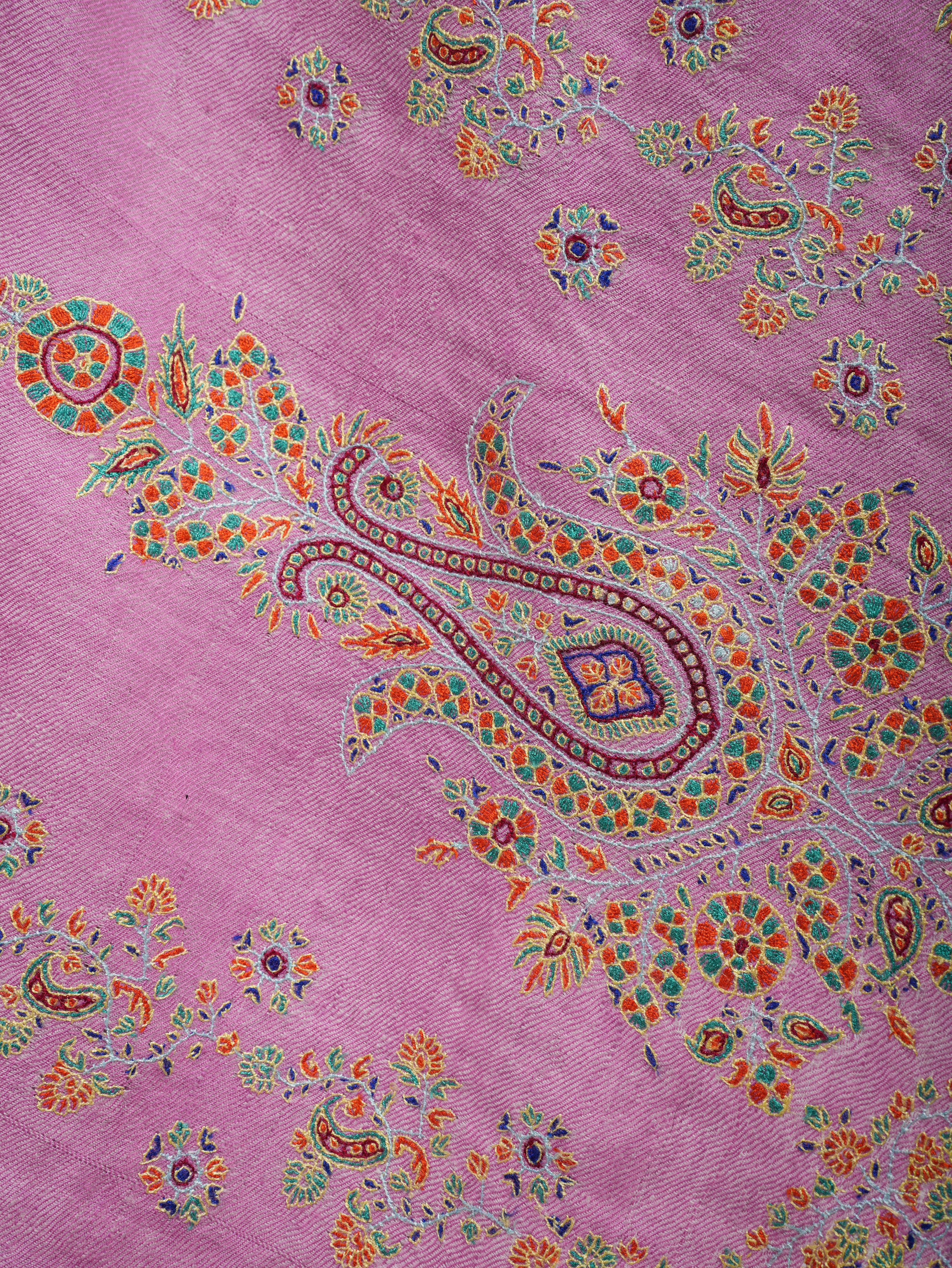 Pink Palla Embroidered Original Pashmina Shawl