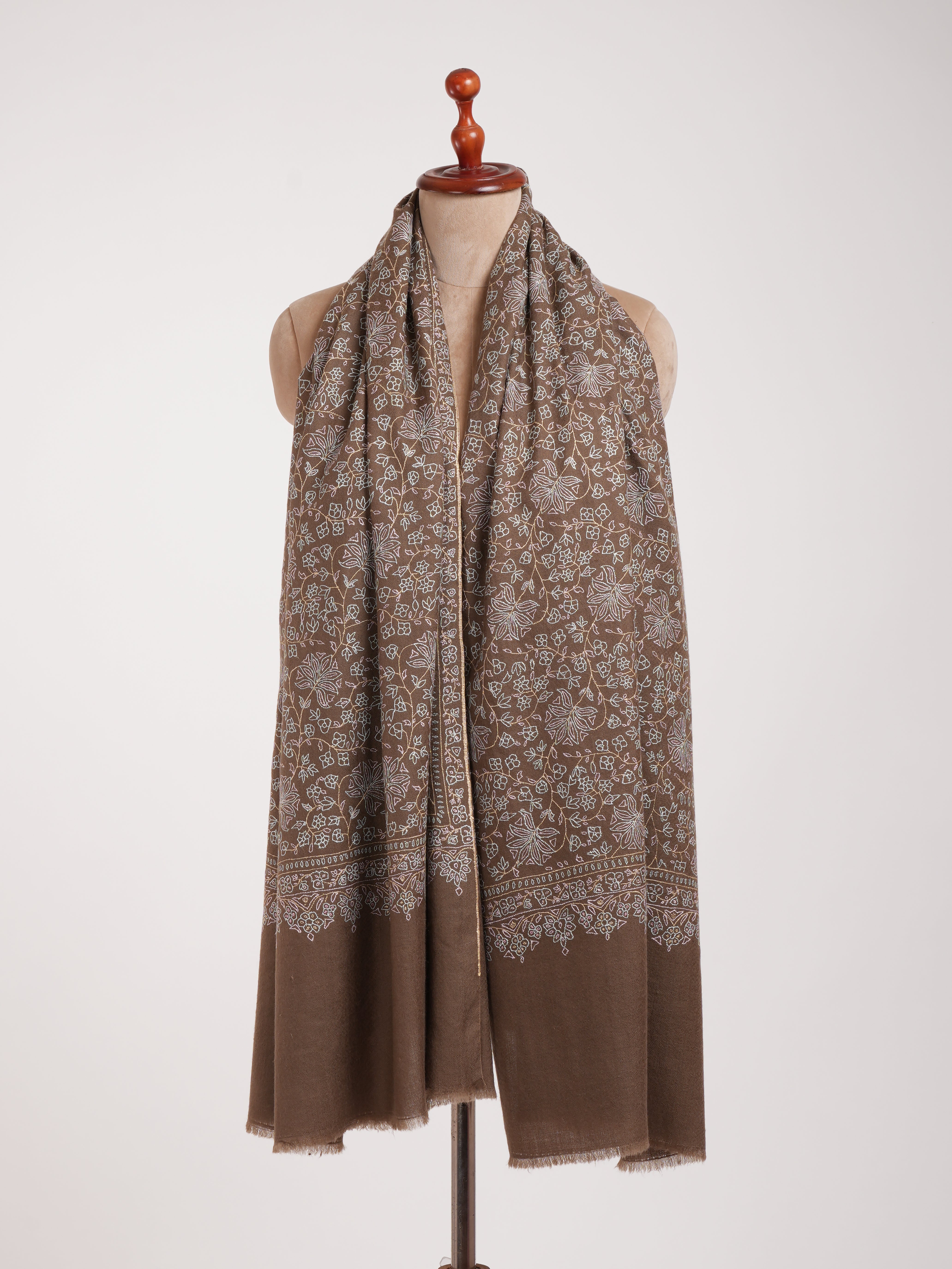 Châch de pashmina brodé de souris Mocha Sozni