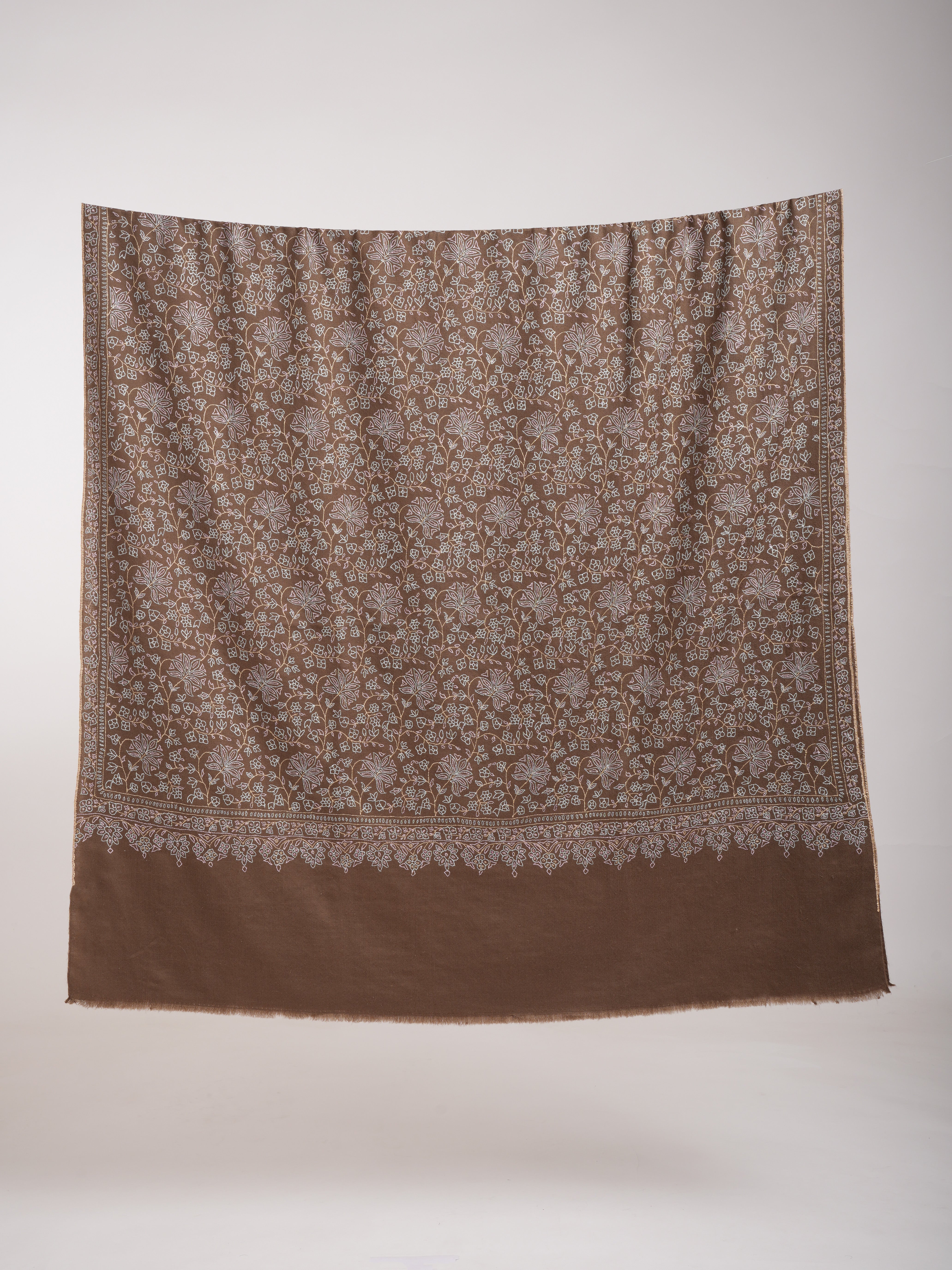 Châch de pashmina brodé de souris Mocha Sozni