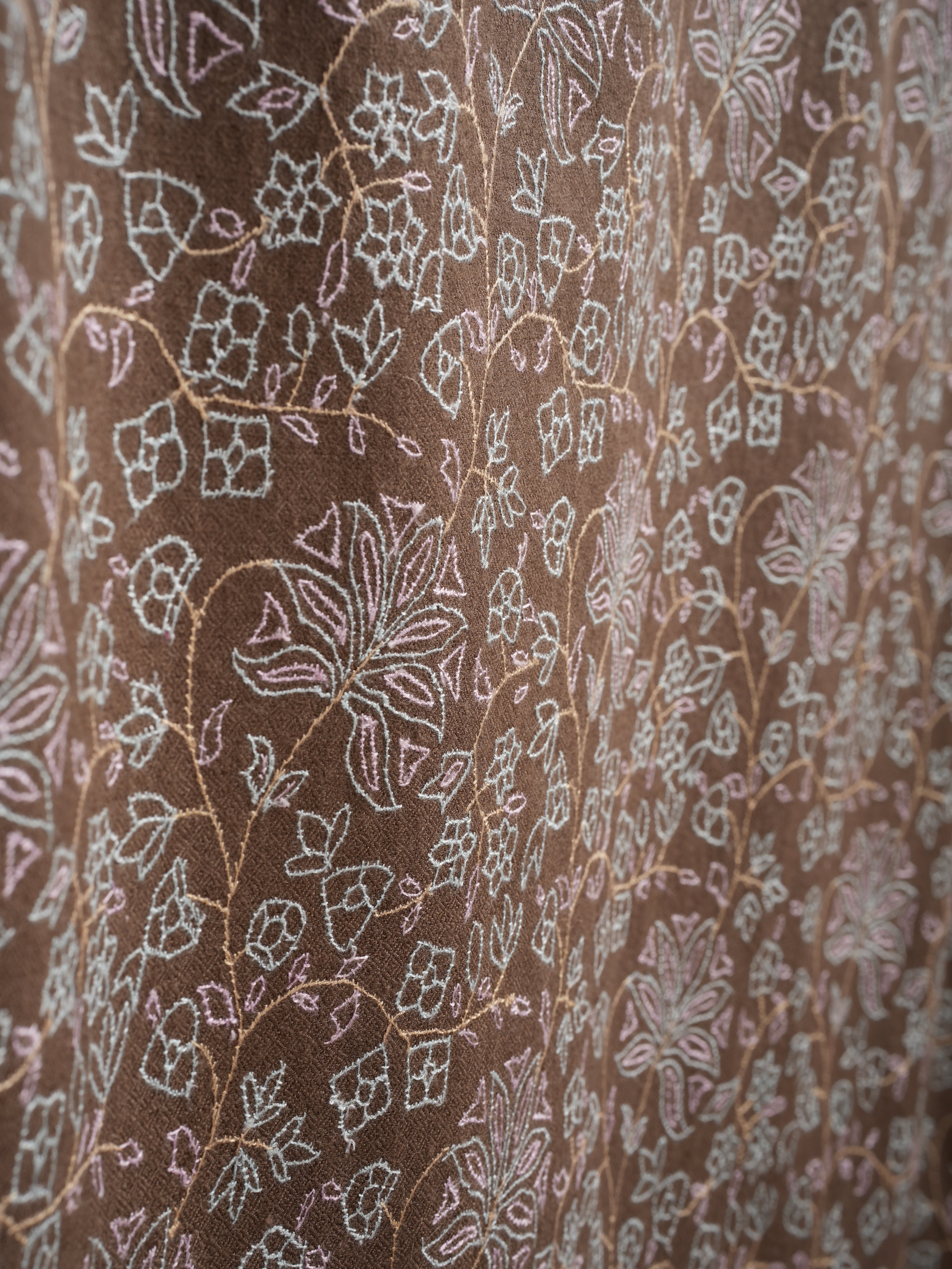 Mocha Mouse Sozni Embroidered Pashmina Shawl