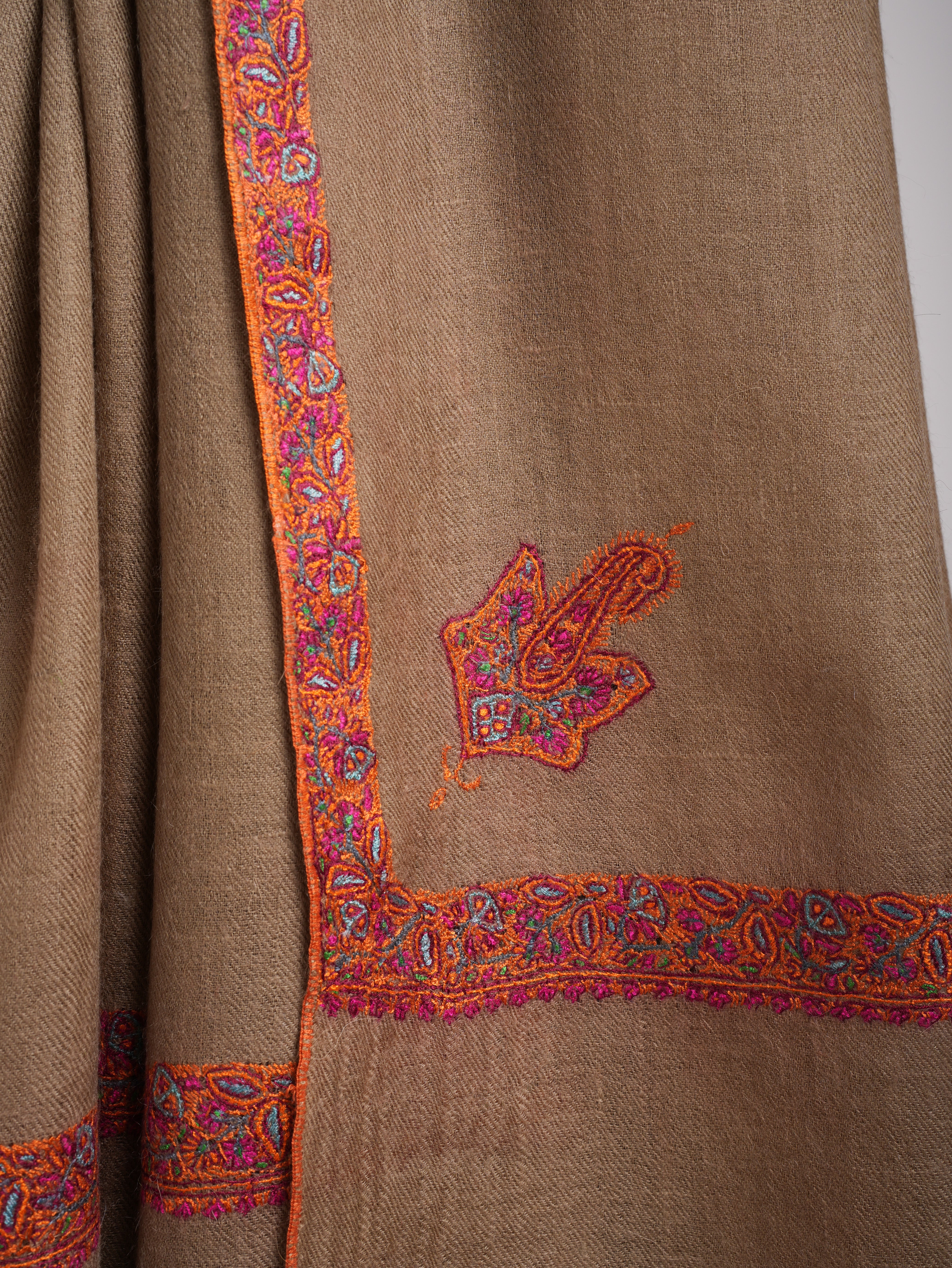 Butterum Color Hashia Pure Pashmina Embroidered Shawl