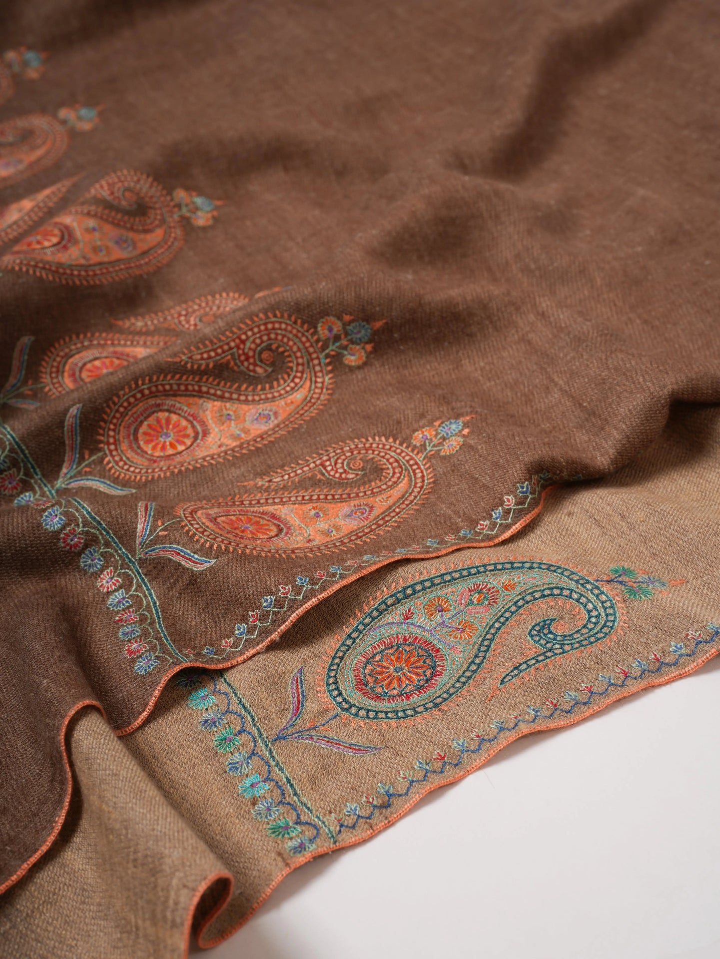 Dual Shade Pashmina Shawl – Hand Embroidered Aksi  Design Shahkaar