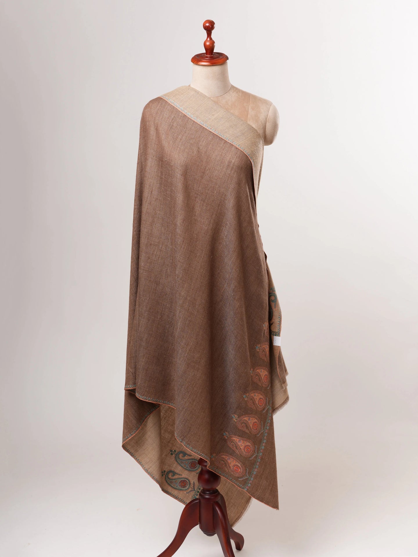 Dual Shade Pashmina Shawl – Hand Embroidered Aksi  Design Shahkaar