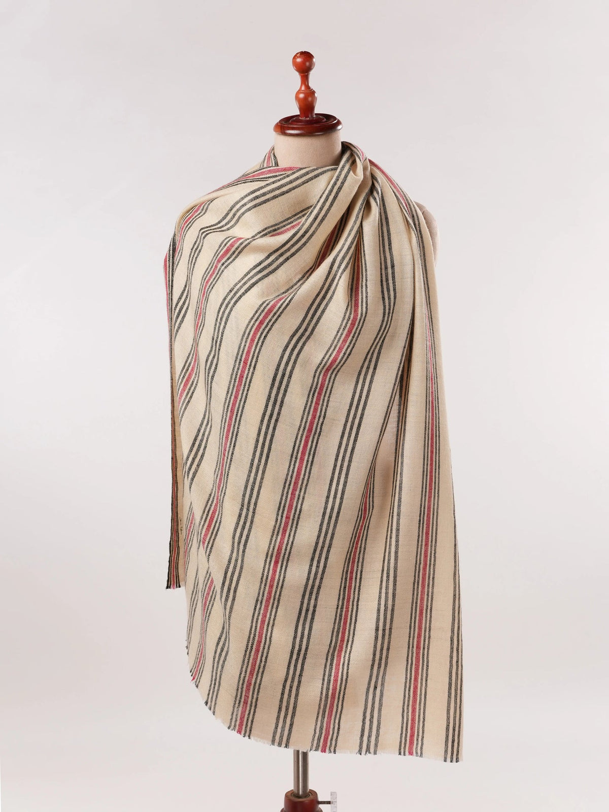 Handspun Pure Pashmina Shawl with Handwoven Stripe
