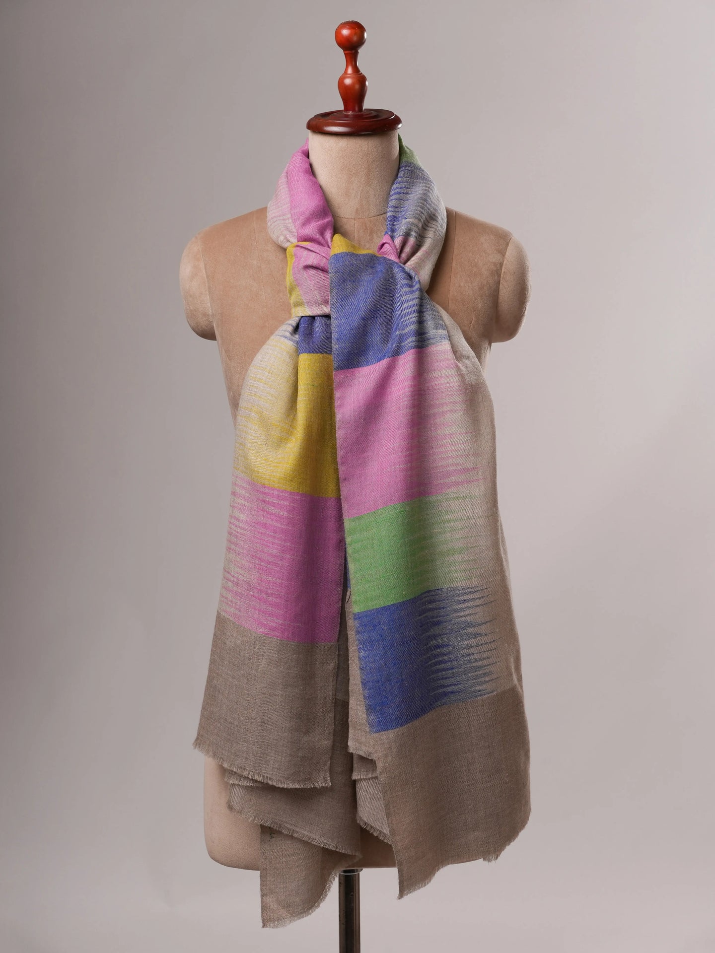 Contemporary Festive Ikat Handwoven Pashmina Shawl Shahkaar