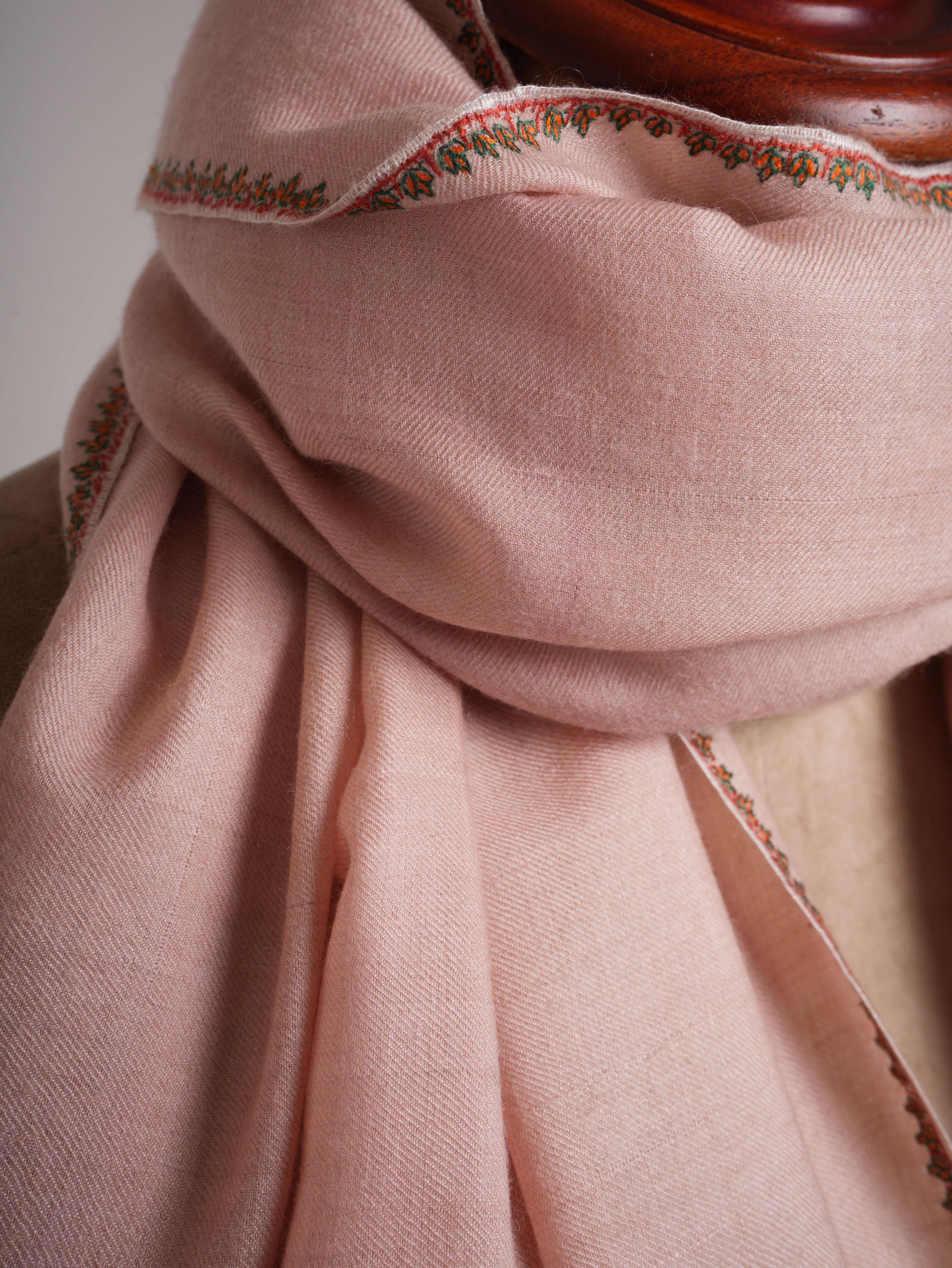 Baby Pink Palla Embroidery Pure Pashmina Shawl