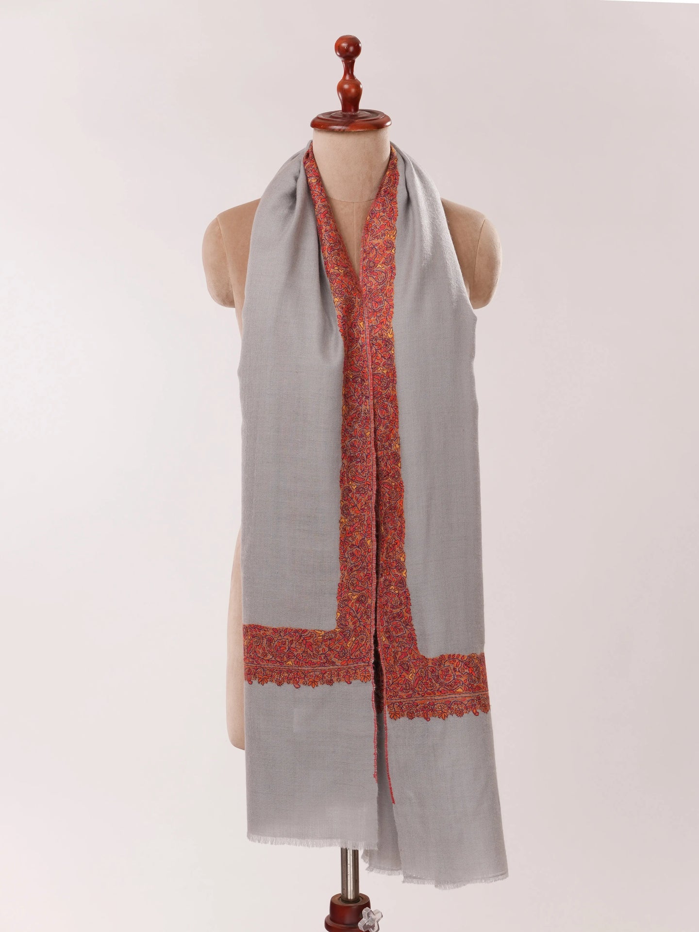 Baby Blue Pashmina Shawl with Neemdaur Hand Embroidery Shahkaar.com
