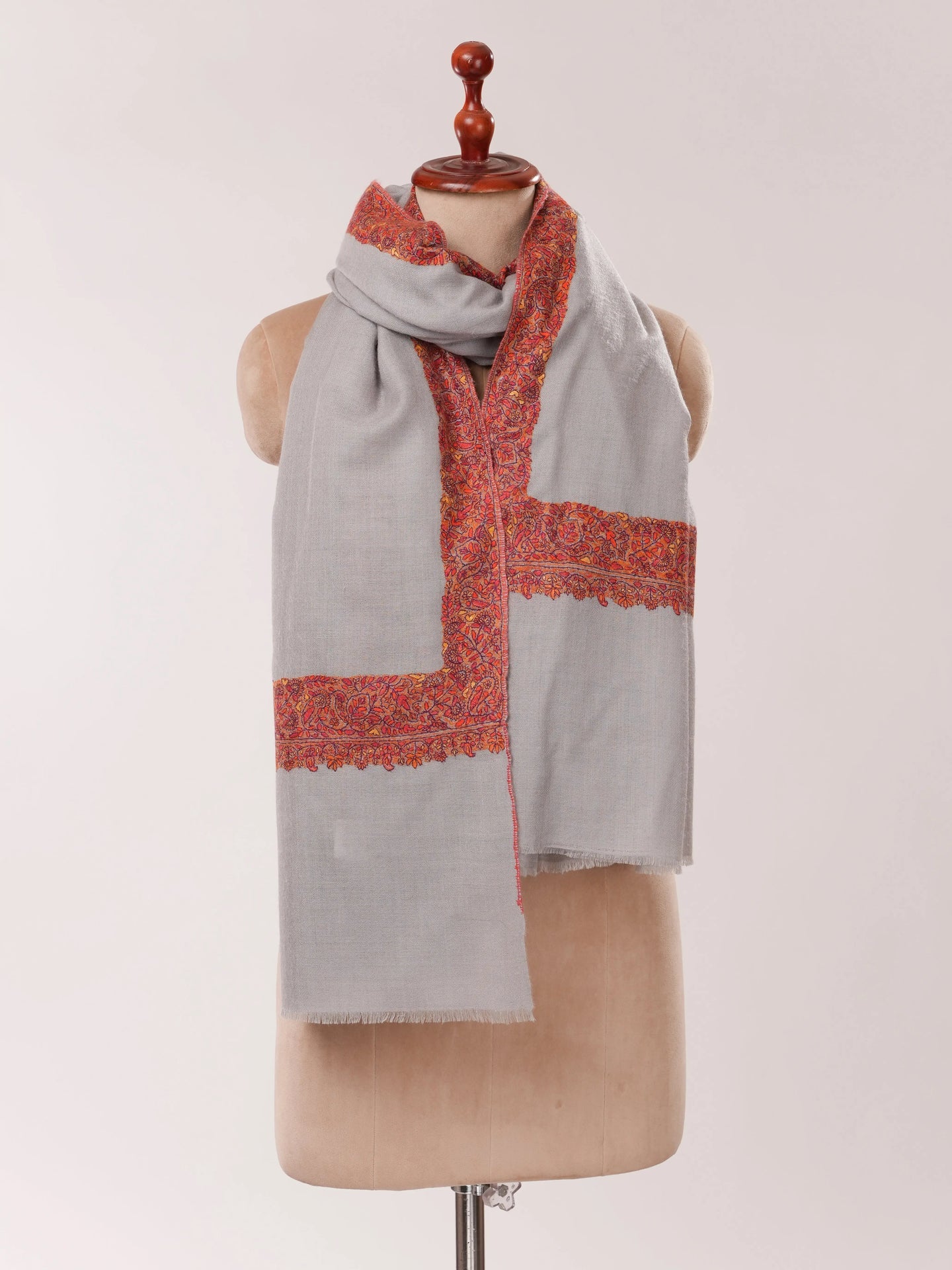 Baby Blue Pashmina Shawl with Neemdaur Hand Embroidery Shahkaar.com