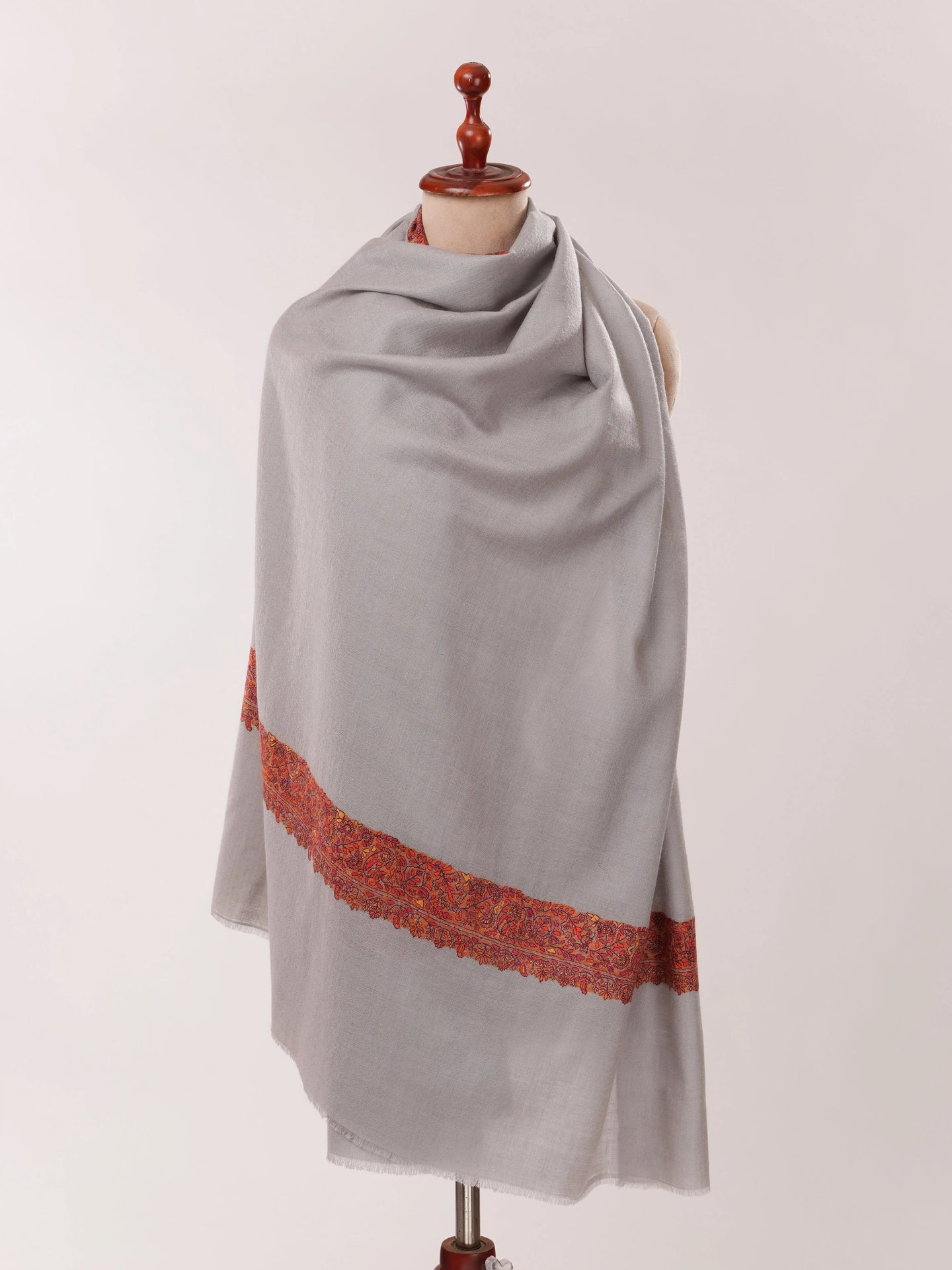 Baby Blue Pashmina Shawl with Neemdaur Hand Embroidery Shahkaar.com