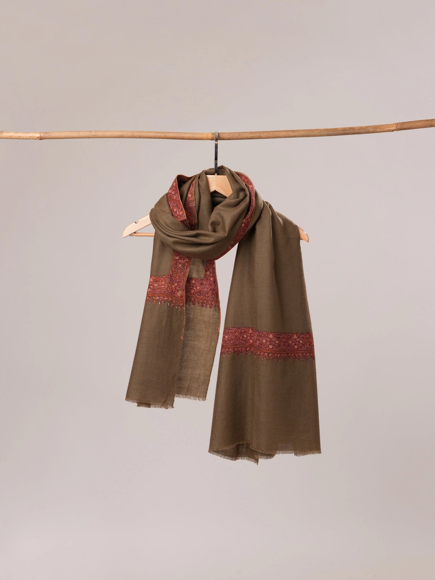 Toosh Color Pashmina Shawl with Neemdaur Hand Embroidery Shahkaar.com
