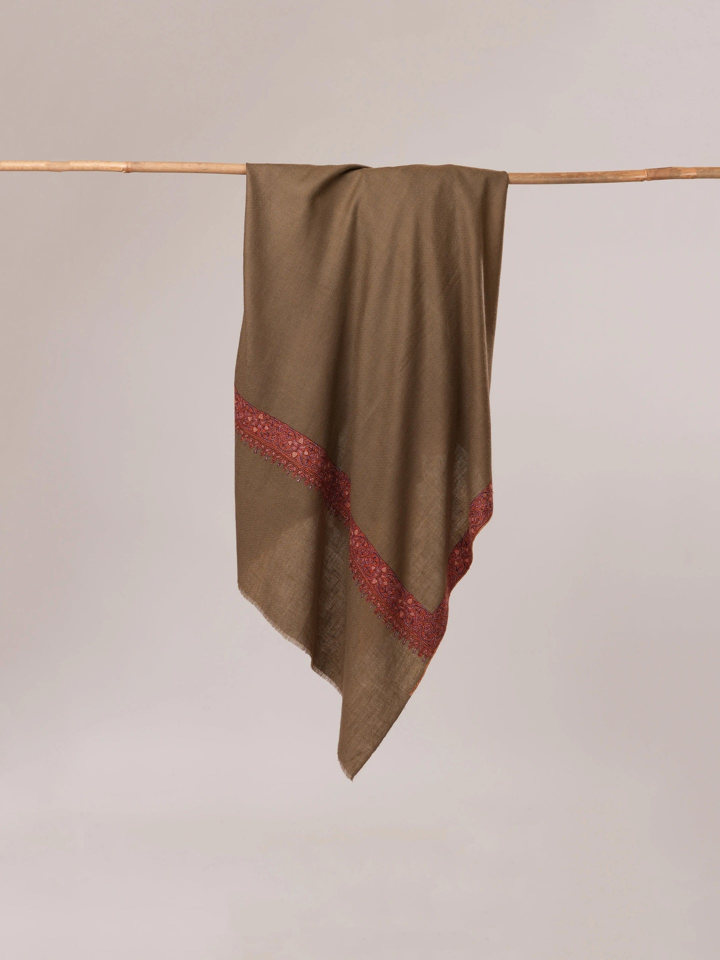 Toosh Color Pashmina Shawl with Neemdaur Hand Embroidery Shahkaar.com