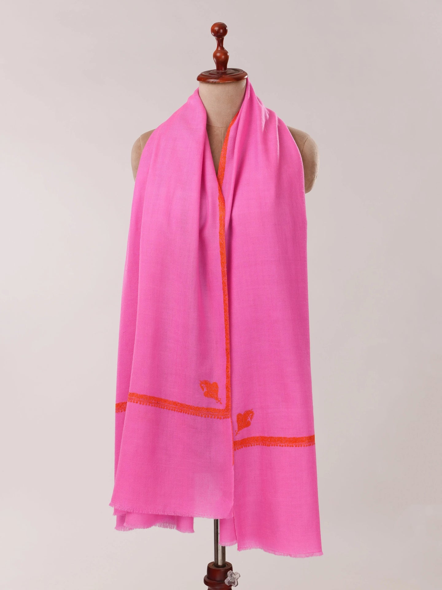 Magenta Hashia Embroidered Handwoven Soft Pashmina Shawl Shahkaar.com