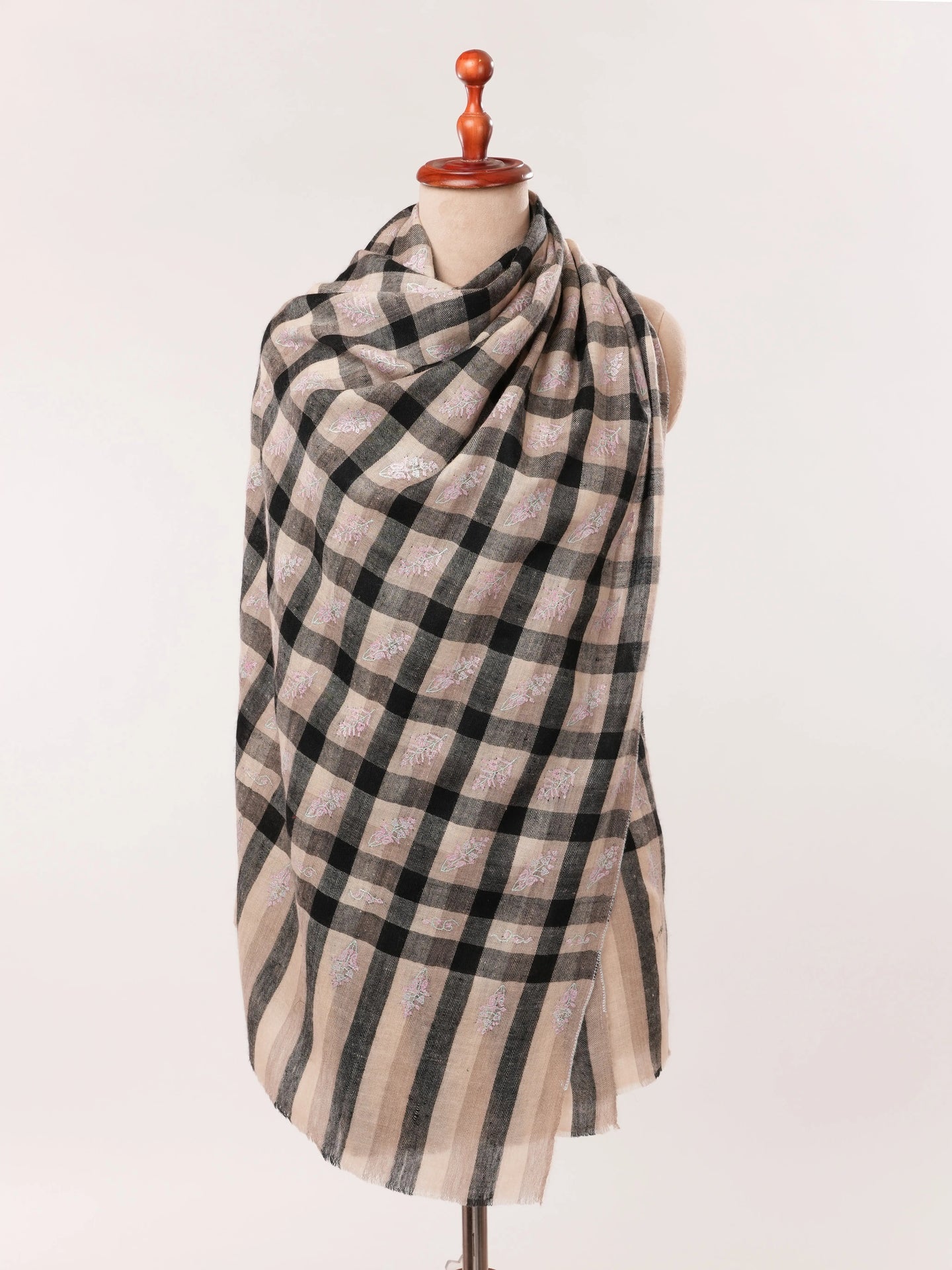 Featherlight Handwoven Cashmere Scarf with Buteh Embroidery Shahkaar.com