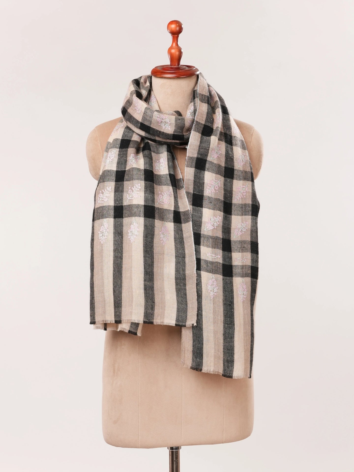 Featherlight Handwoven Cashmere Scarf with Buteh Embroidery Shahkaar.com