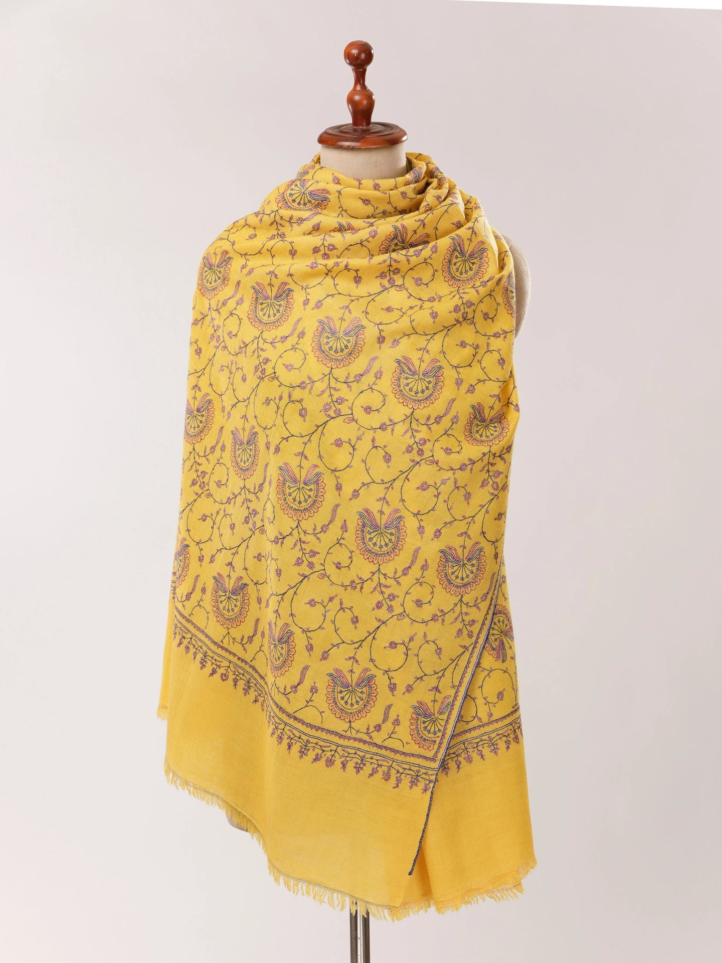 Jali Hand Embroidered Soft Cashmere Scarf Shahkaar.com