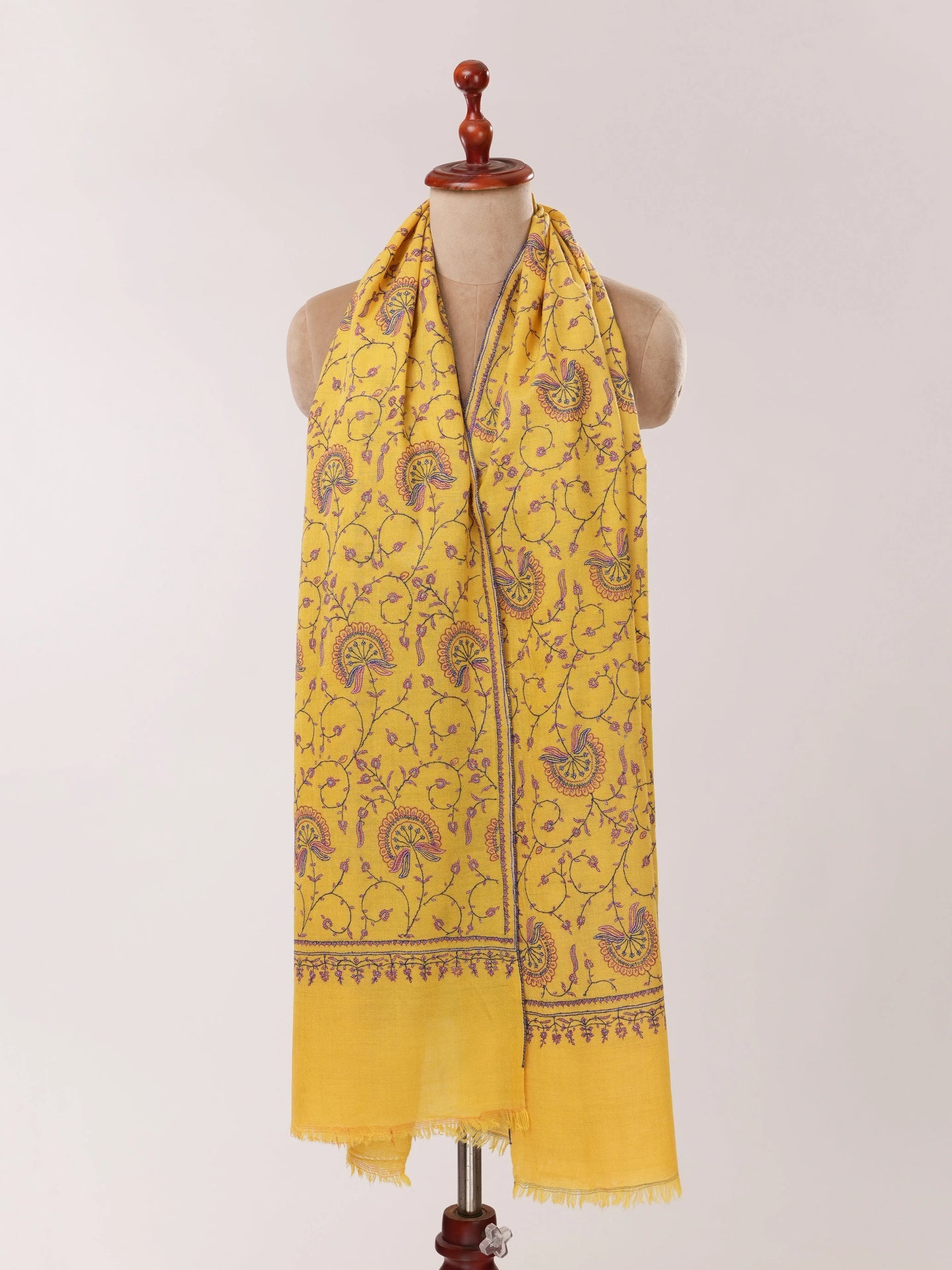 Jali Hand Embroidered Soft Cashmere Scarf Shahkaar.com