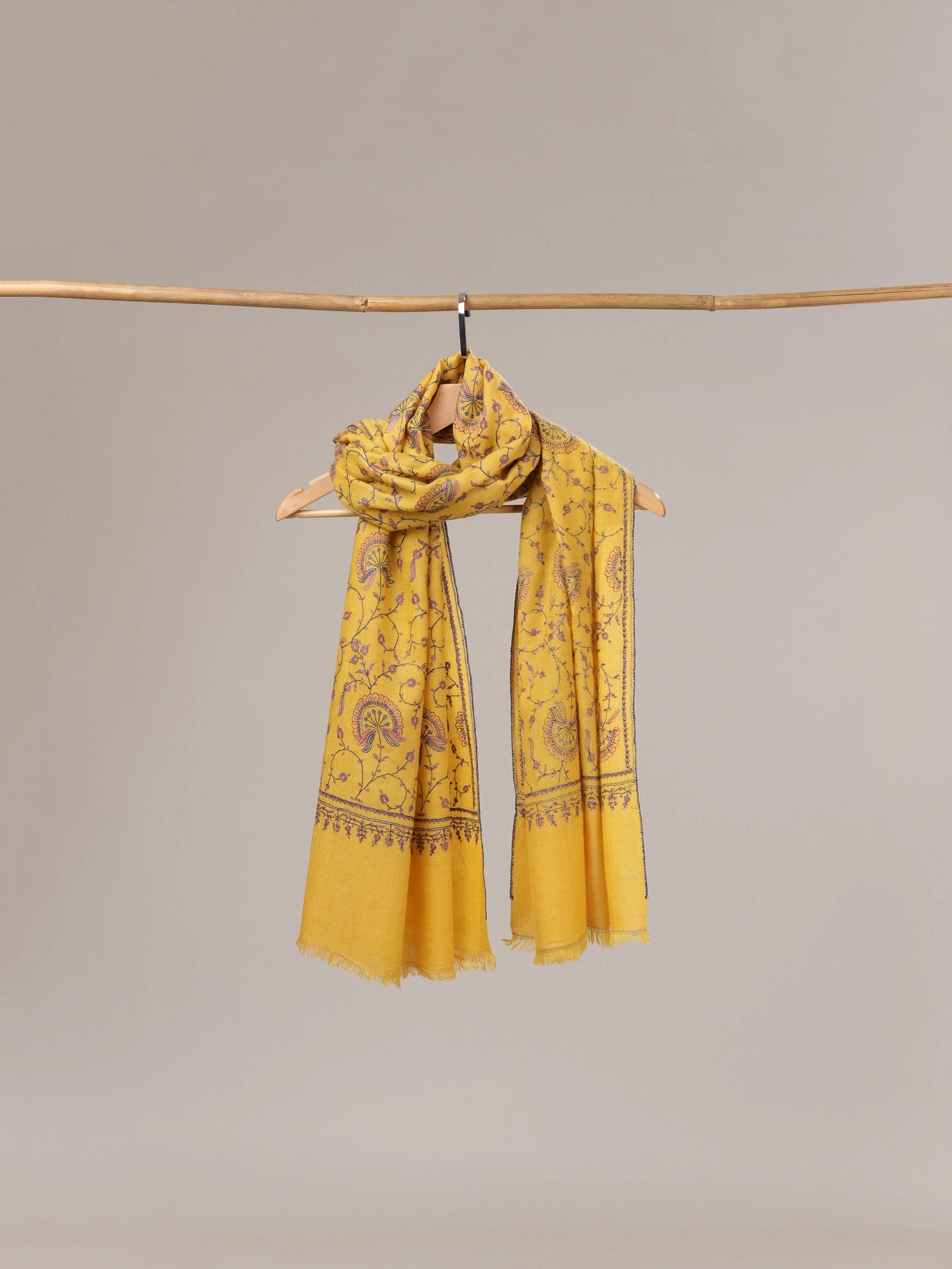 Jali Hand Embroidered Soft Cashmere Scarf Shahkaar.com