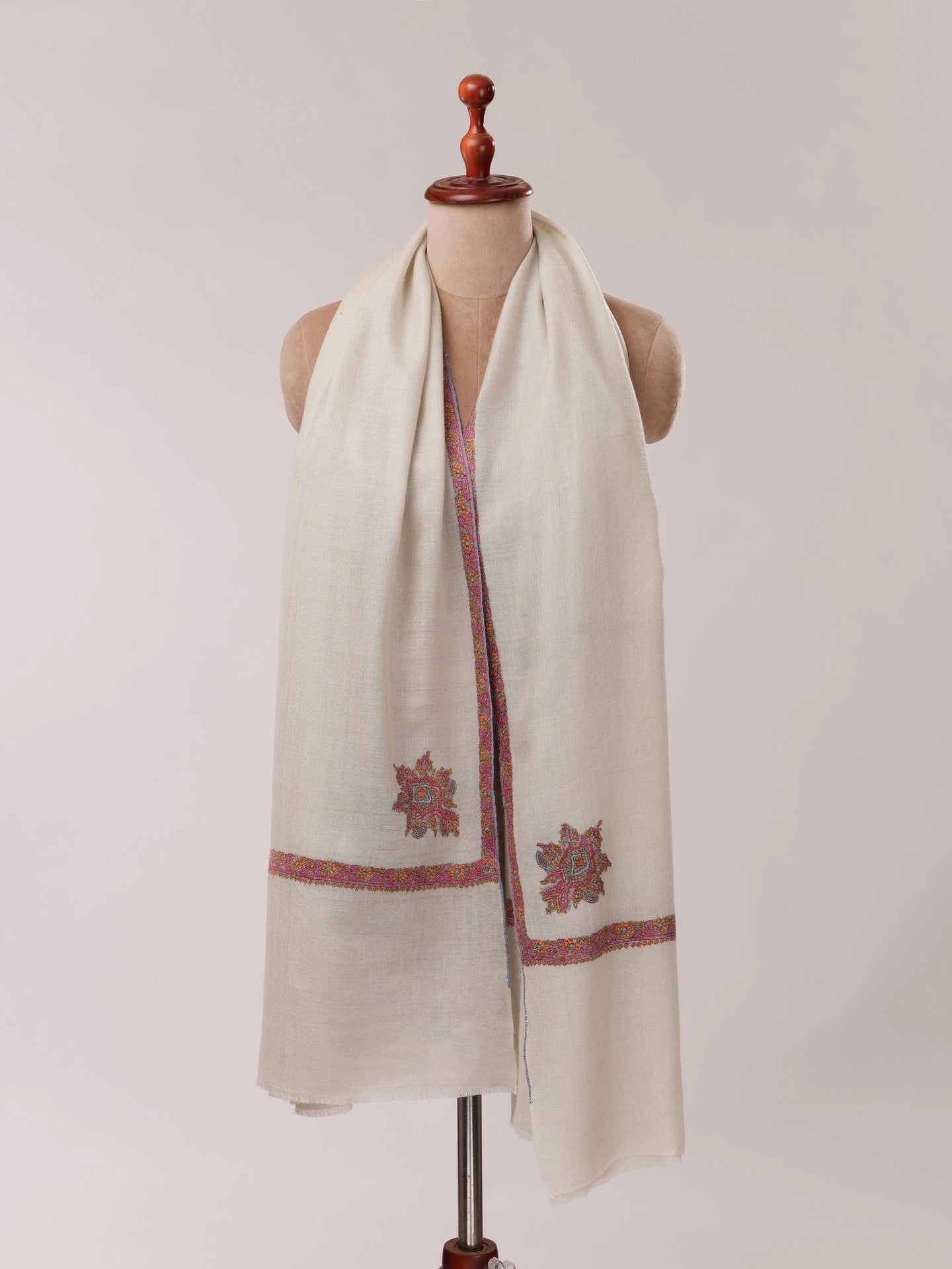 Soft Pashmina Shawl with Classic Hashia Hand Embroidery Shahkaar.com