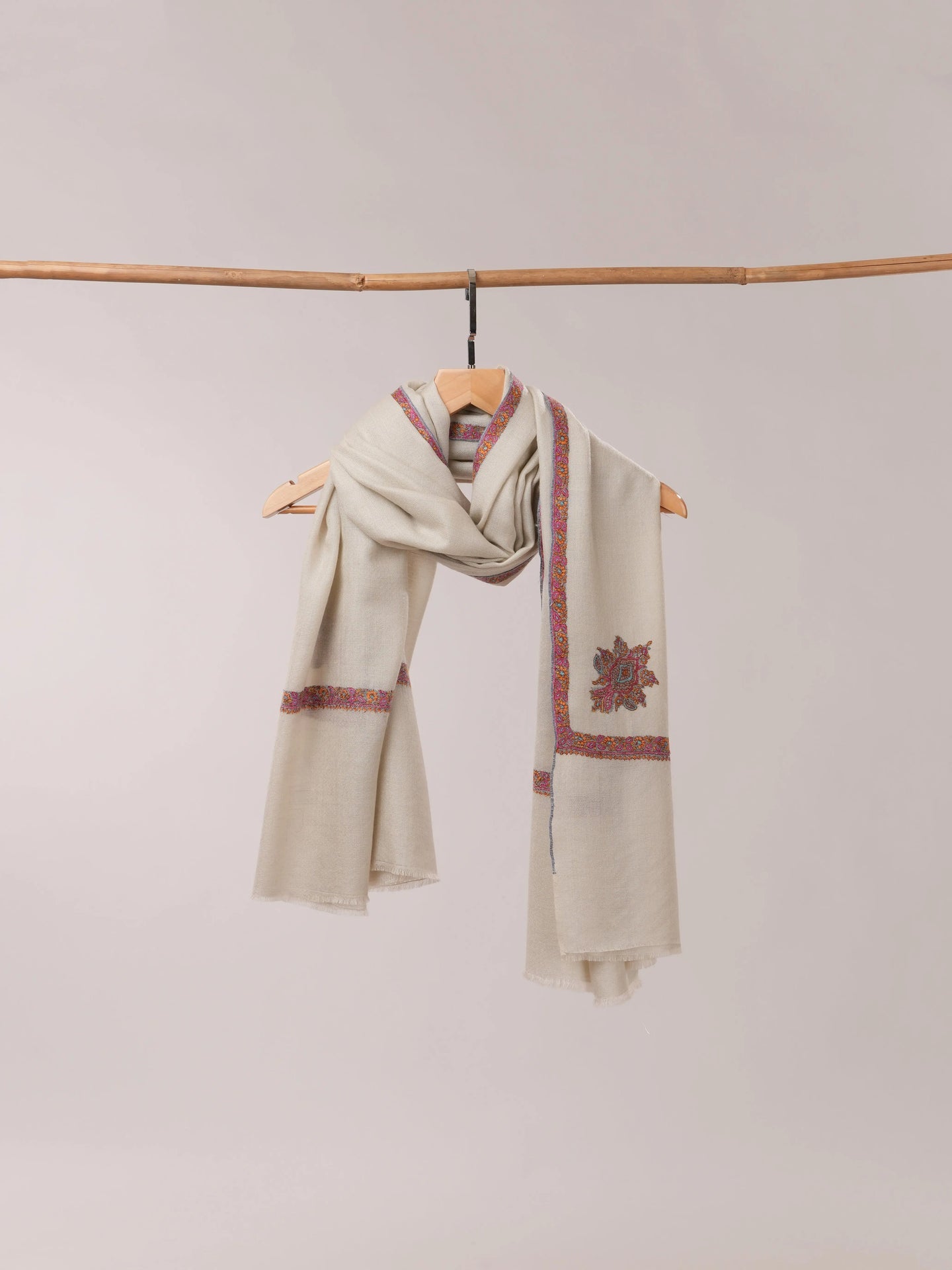 Soft Pashmina Shawl with Classic Hashia Hand Embroidery Shahkaar.com