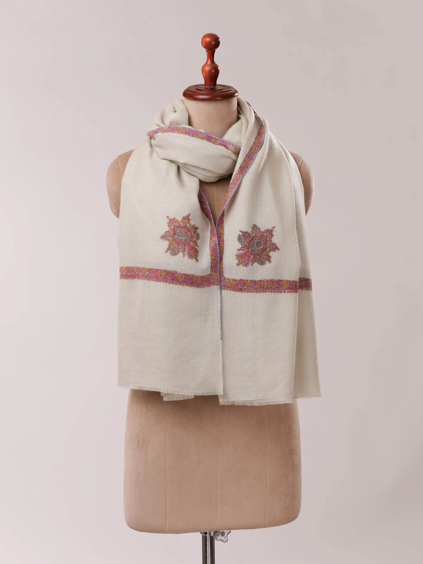 Soft Pashmina Shawl with Classic Hashia Hand Embroidery Shahkaar.com