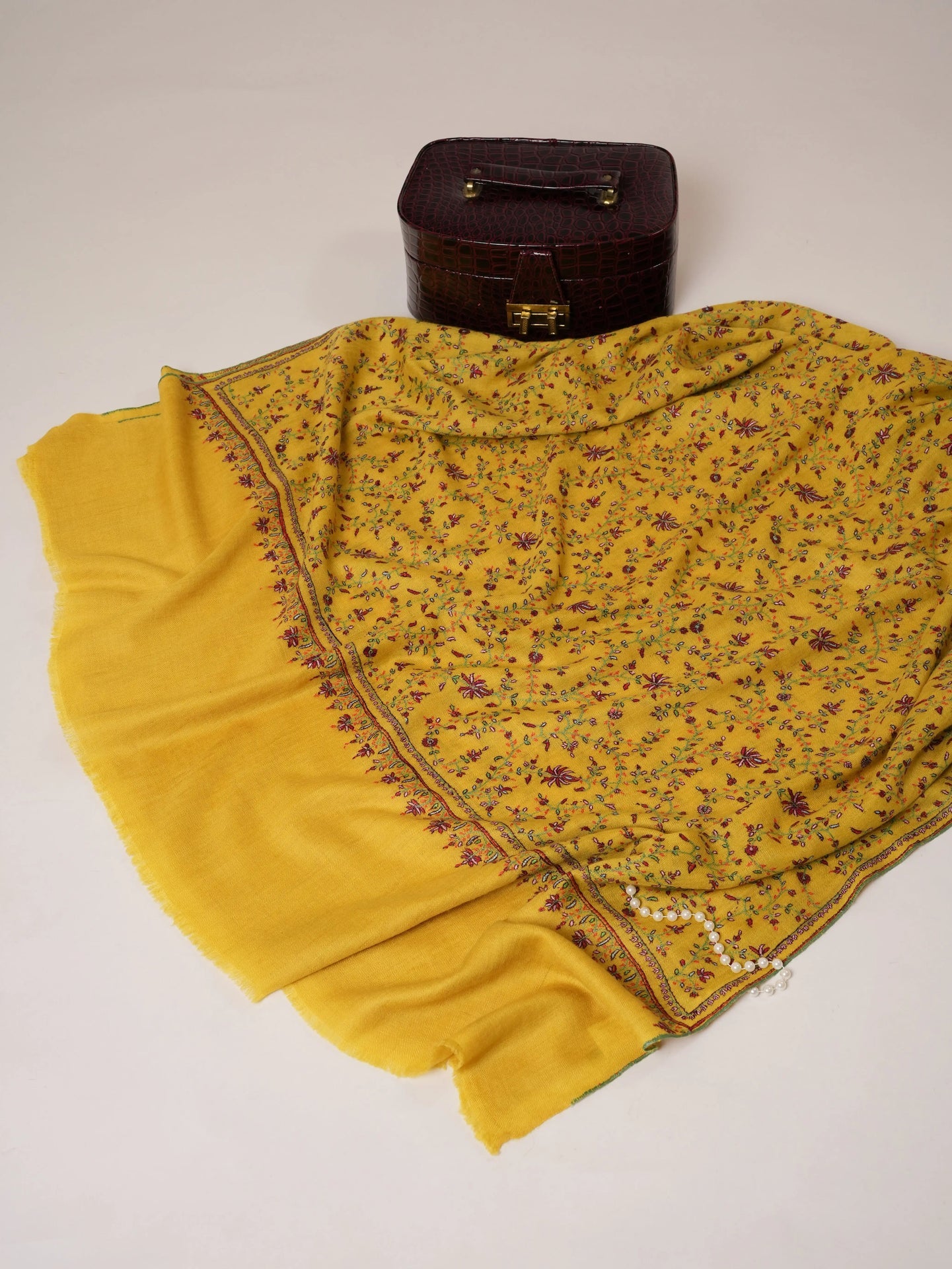 Hand Embroidered Detailed Pure Pashmina Soft Shawl Shahkaar Global