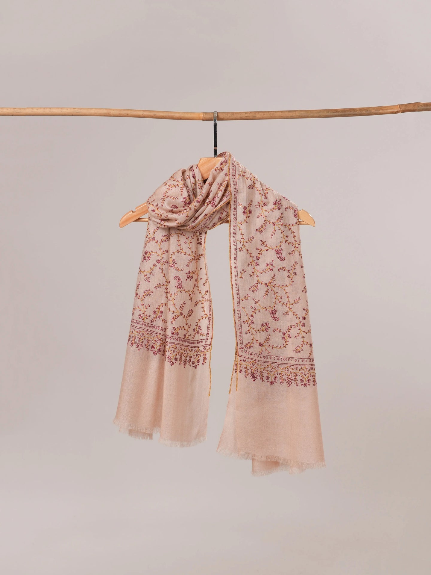 Hand Embroidered Soft Indian Cashmere Scarf Shahkaar.com