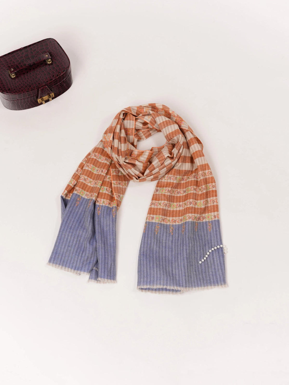 Handwoven Pashmina Shawl with Palldar Hand Sozni Embroidery Shahkaar.com
