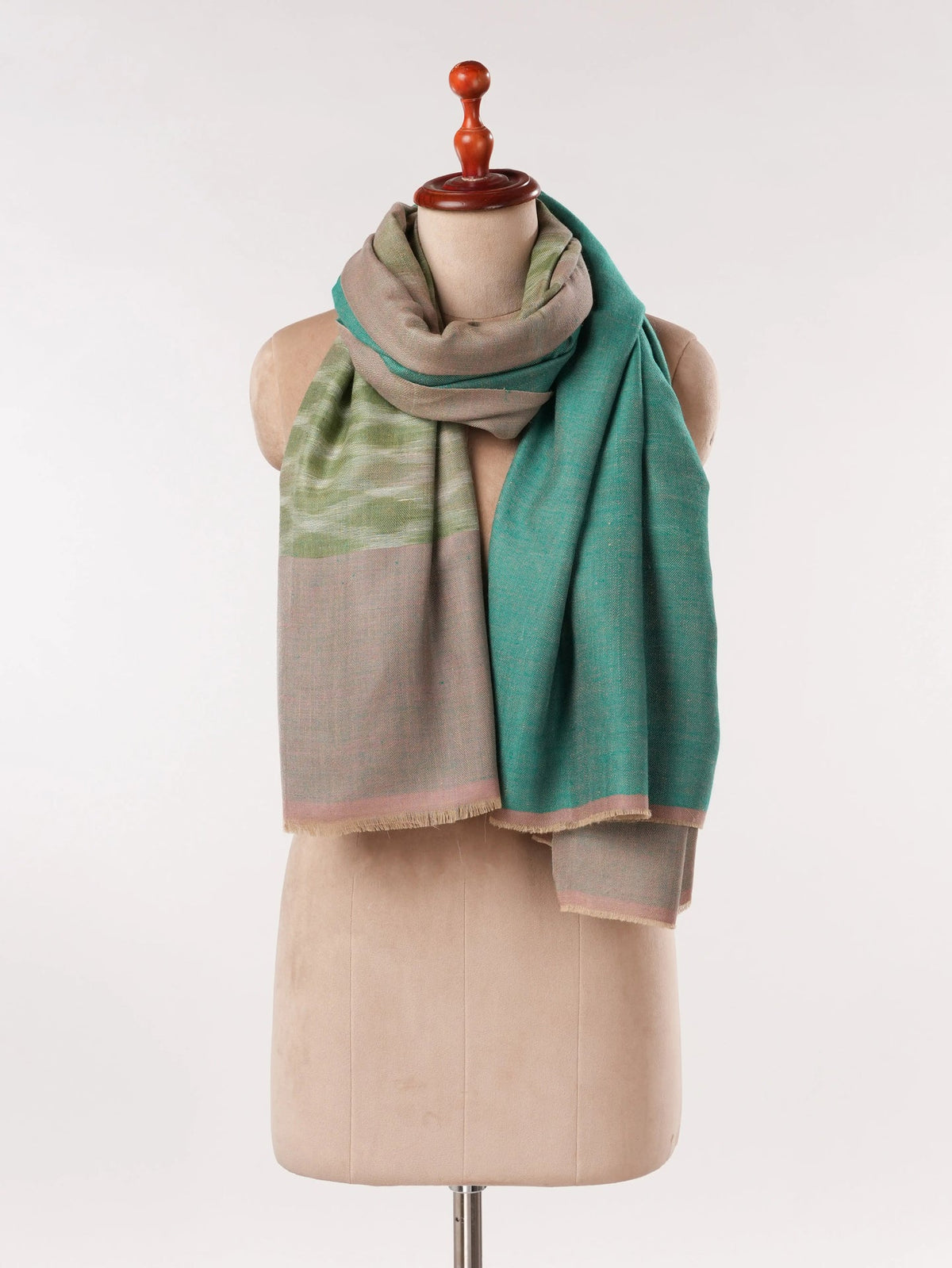Lightweight Dual Shade Soft Pashmina Shawl with Ikat Weave