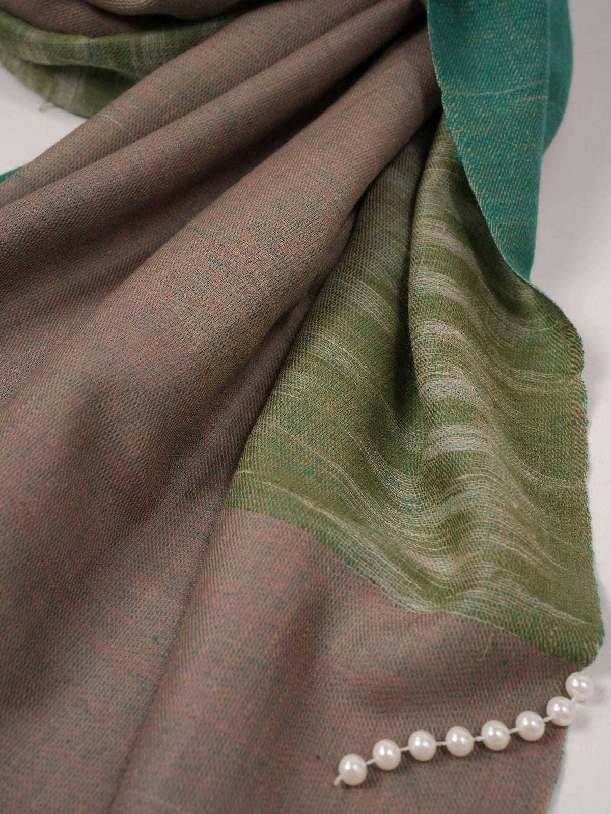 Dual Tone Featherlight Handwoven Pashmina Shawl with Ikat Weave