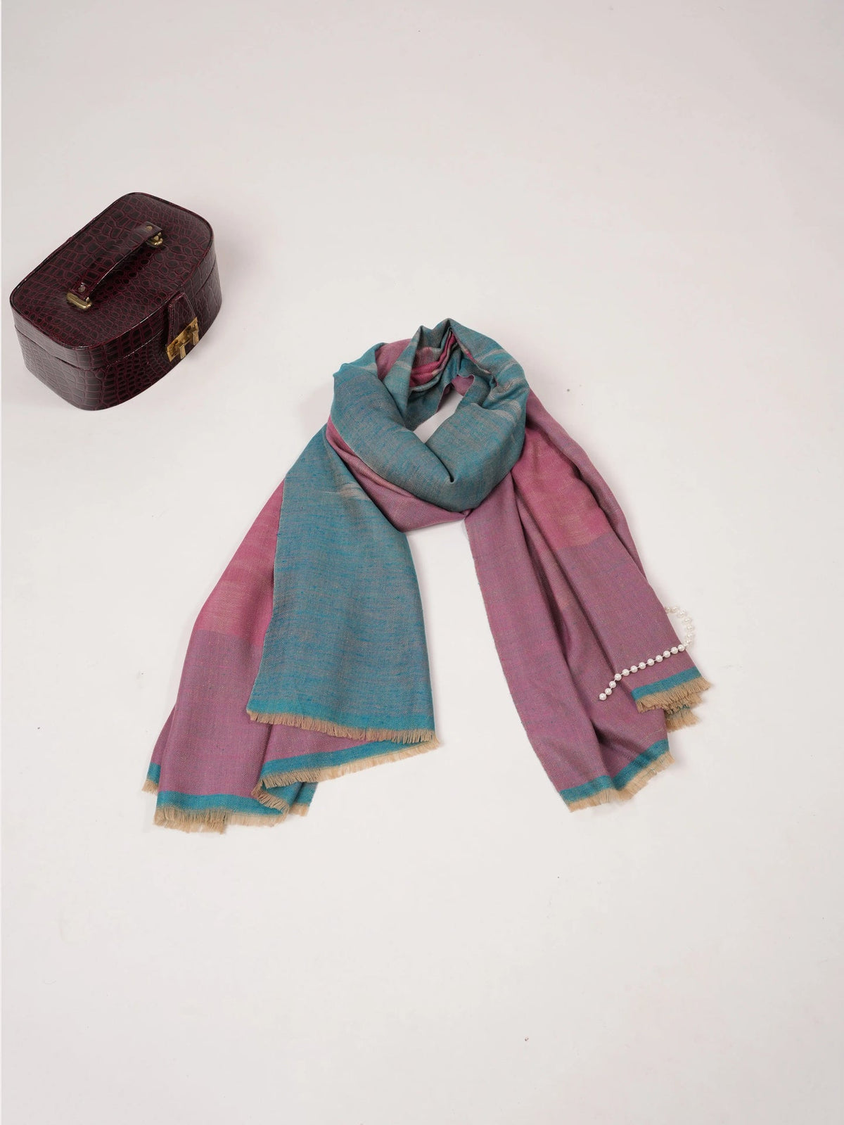 Ikat Weave Dual Shade Handwoven Soft Pashmina Shawl