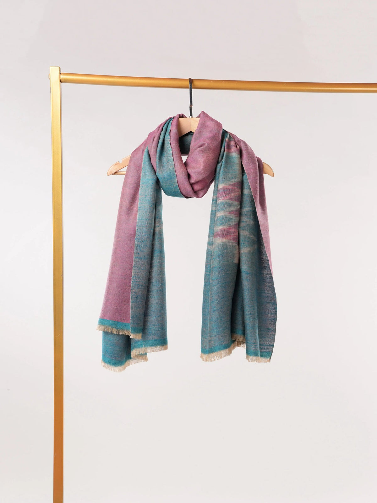Ikat Weave Dual Shade Handwoven Soft Pashmina Shawl