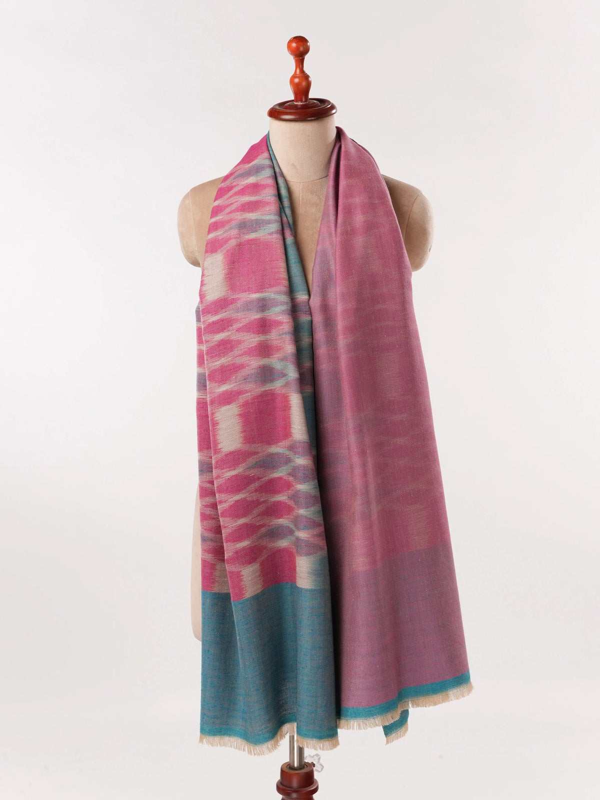 Ikat Weave Dual Shade Handwoven Soft Pashmina Shawl