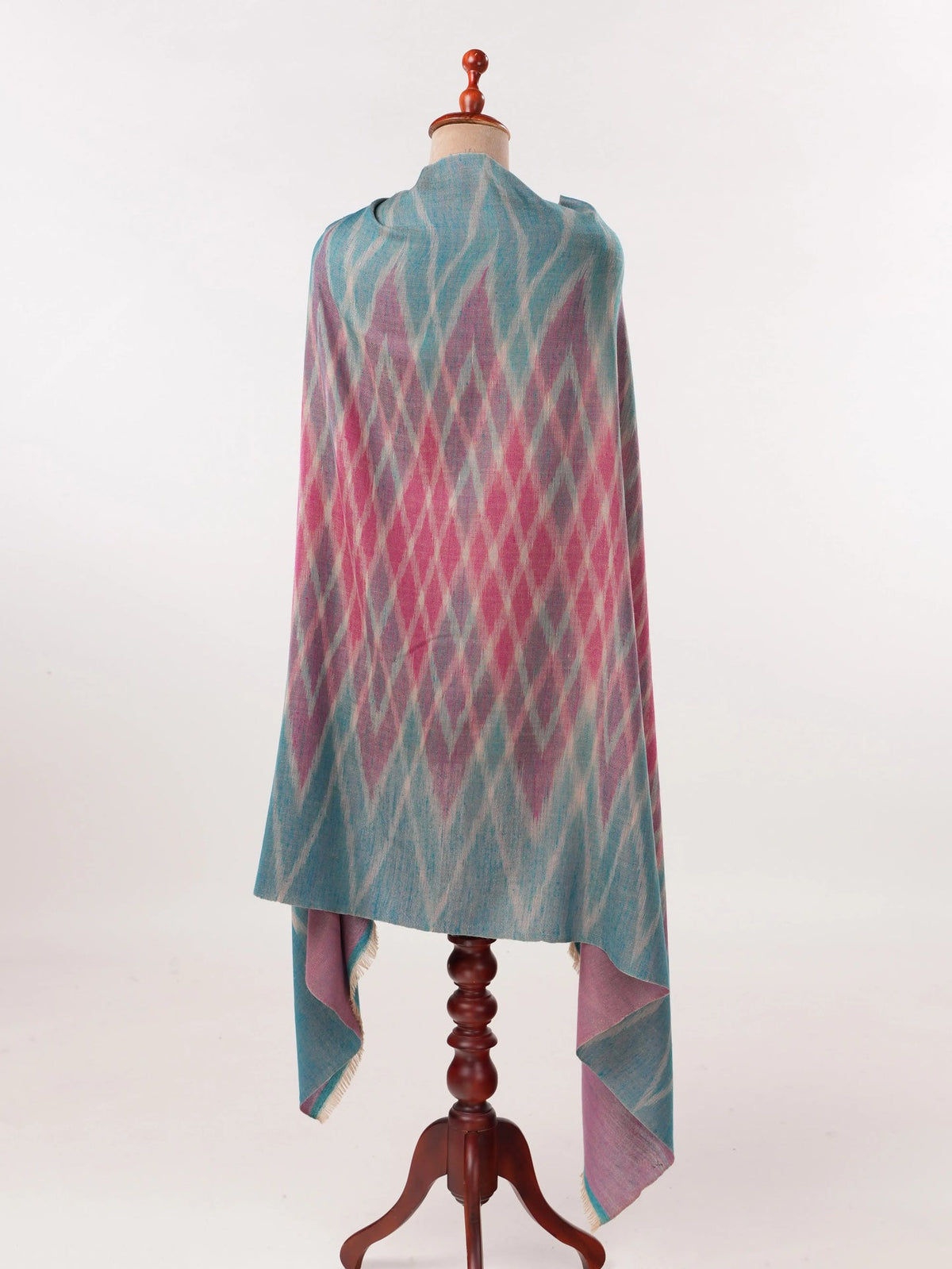 Dual Shade Handwoven Pure Pashmina Shawl with Ikat Weave