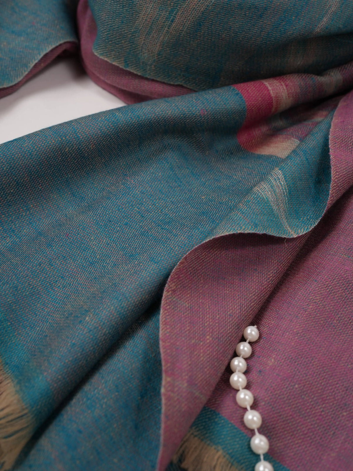 Dual Shade Handwoven Pure Pashmina Shawl with Ikat Weave