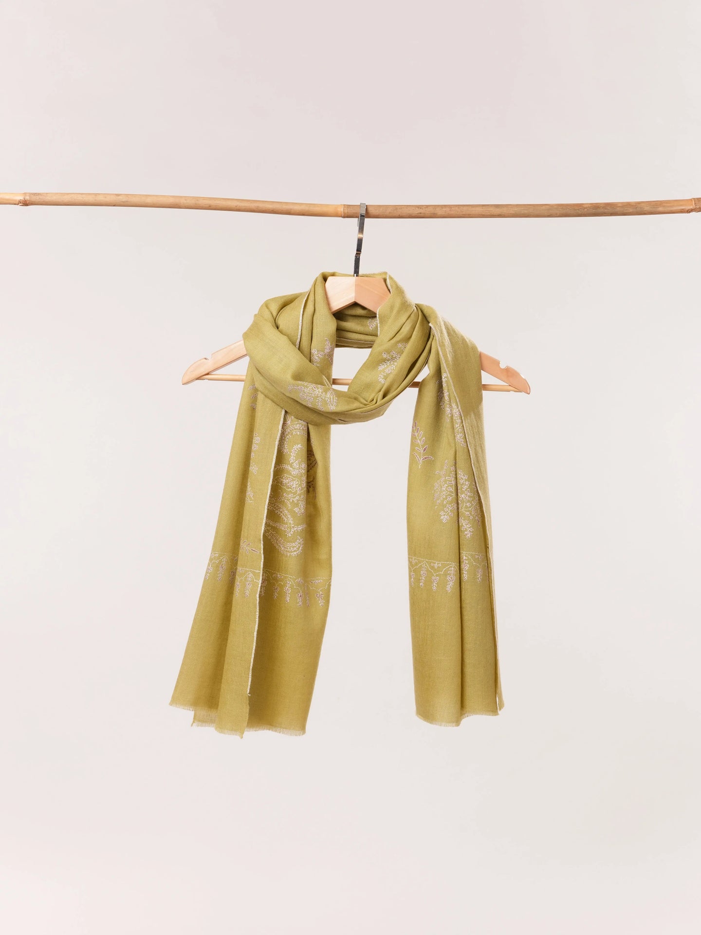 Hand Embroidered Handwoven Indian Cashmere Scarf Shahkaar.com