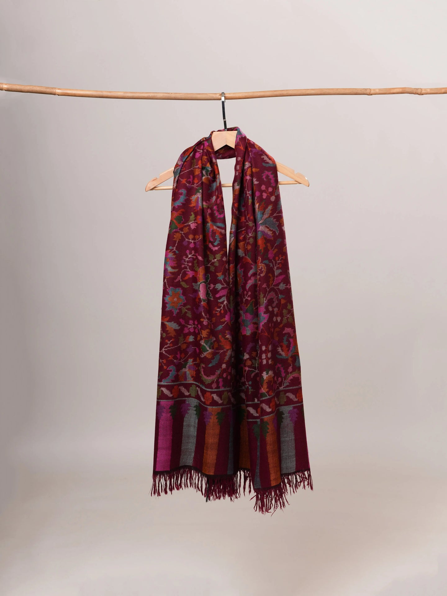 Wine Kani Handwoven Kashmiri Pashmina Shawl Shahkaar Global