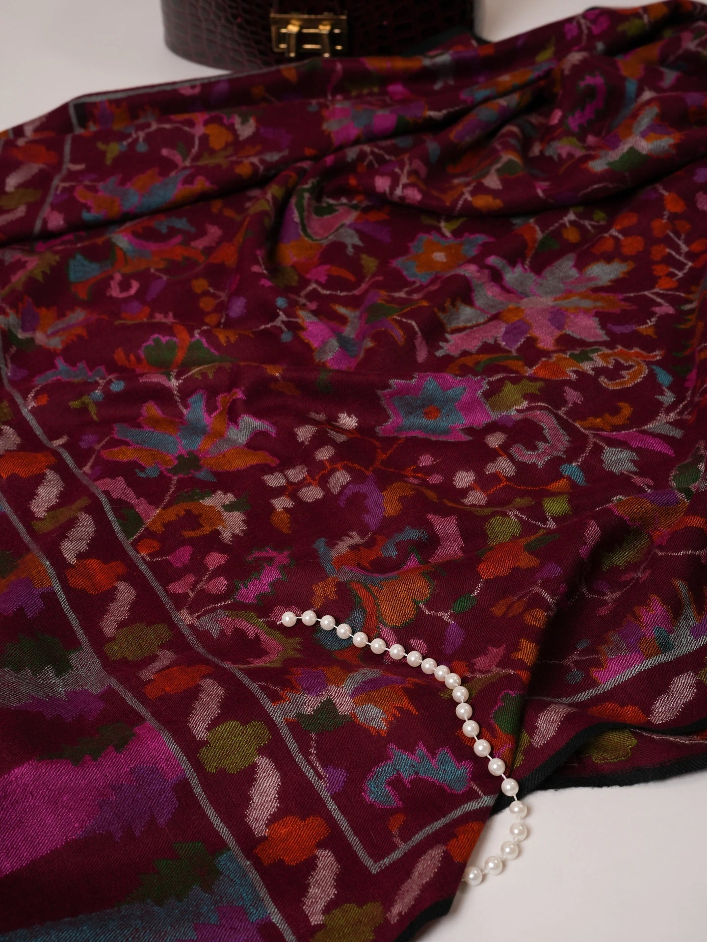 Wine Kani Handwoven Kashmiri Pashmina Shawl Shahkaar Global