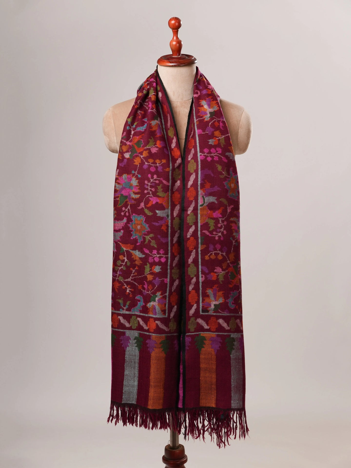 Wine Kani Handwoven Kashmiri Pashmina Shawl Shahkaar Global